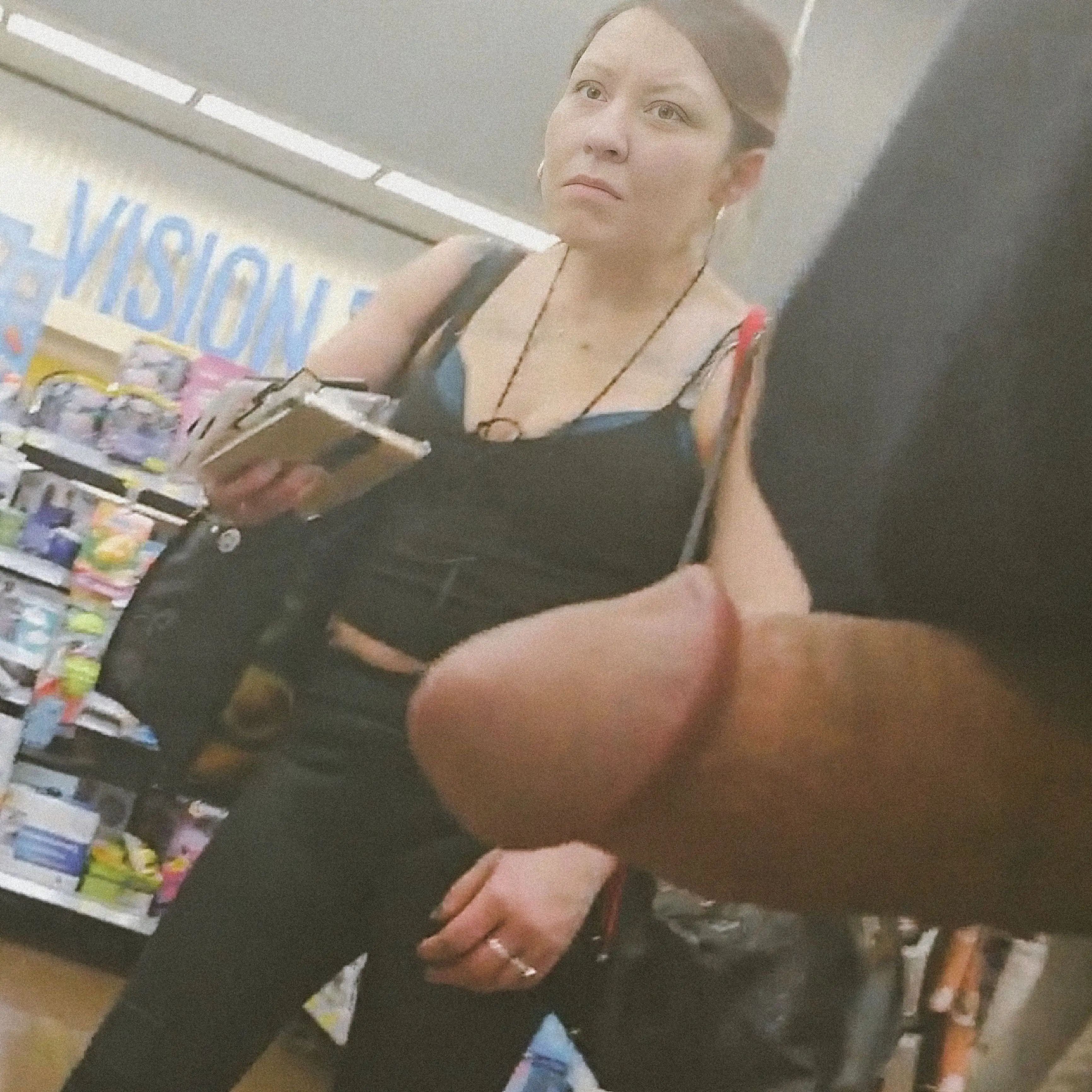 "Your dick is out" Wow! The hot chick saw the dick in the store and warned