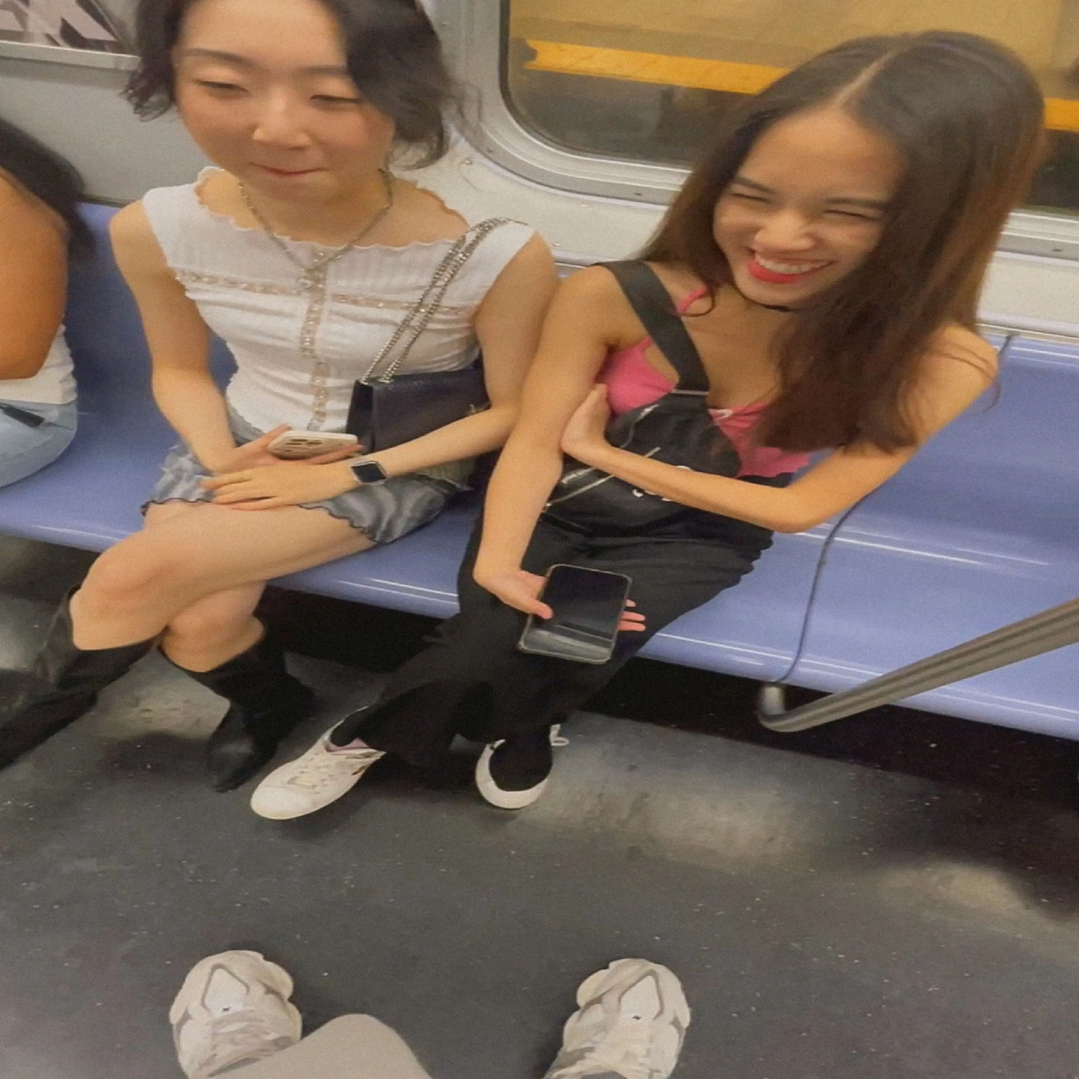 Teens Japanese reacting to hard cock on the train