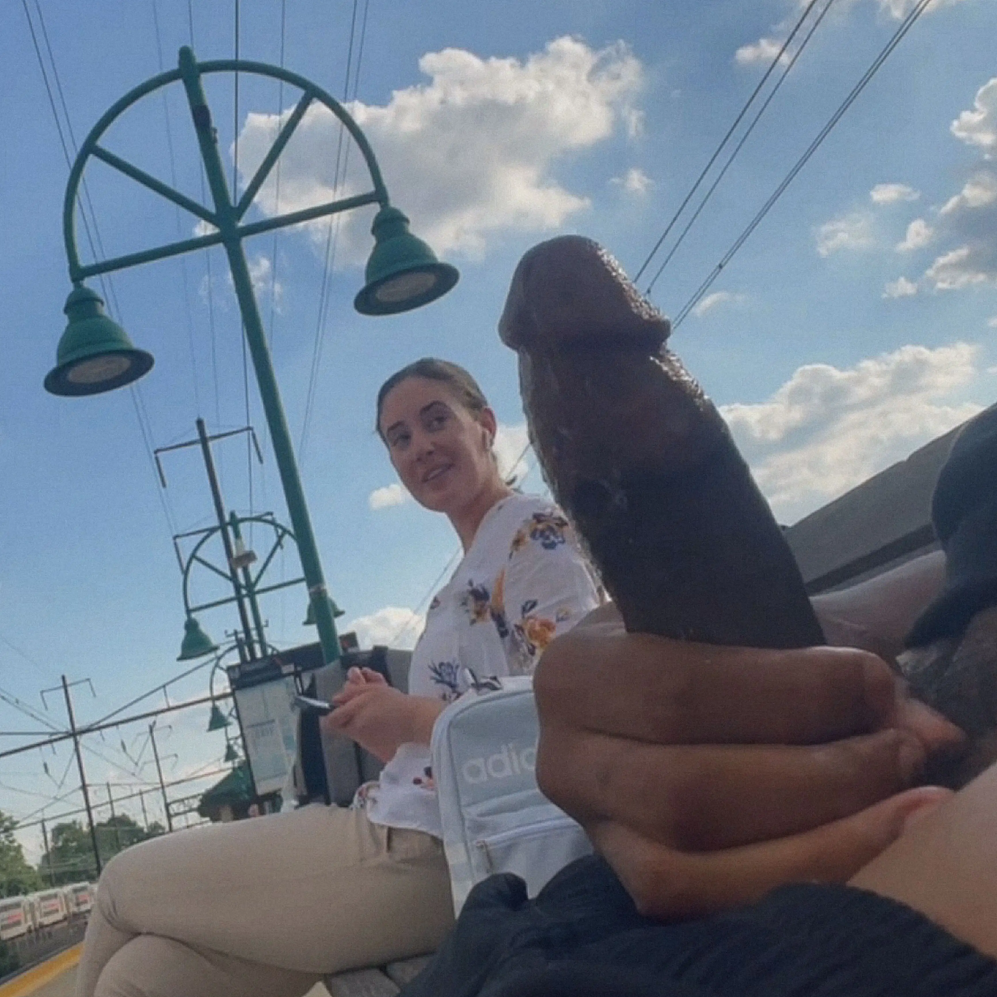Smiling college hottie looked at black dick