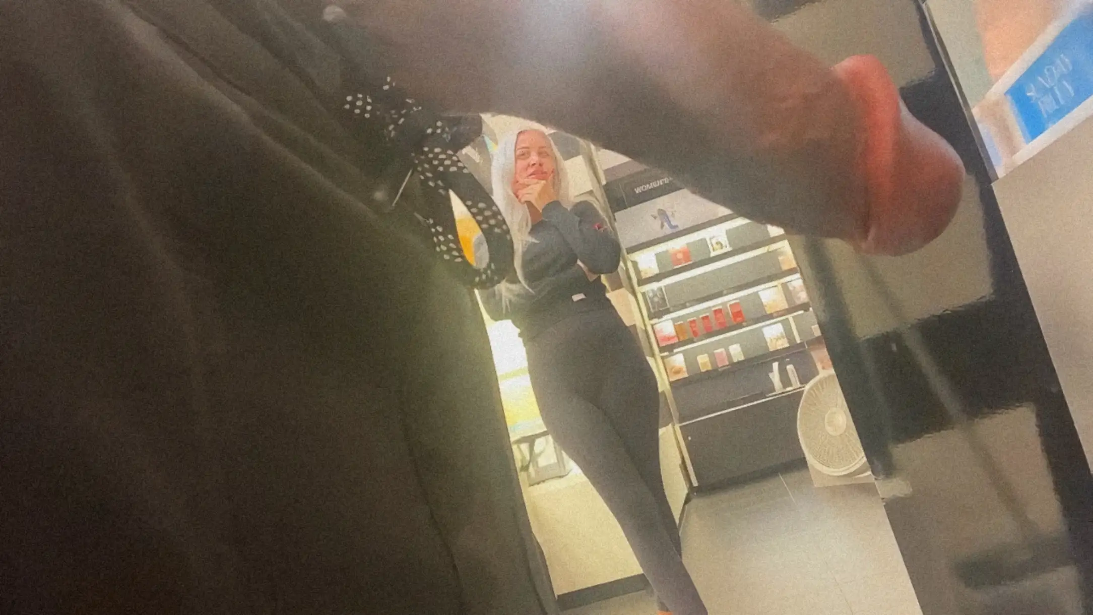 BBC out and hot blonde saleswoman
