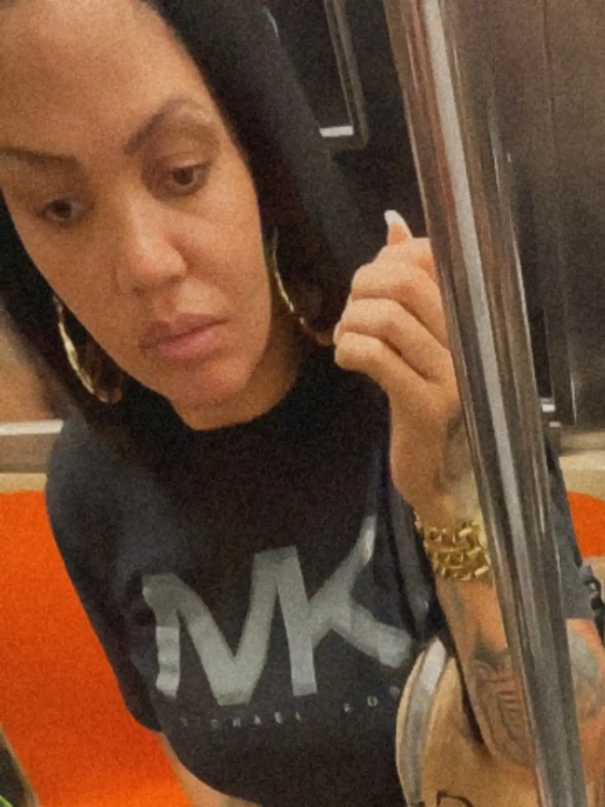 Damn! Brunette reacting to big bulge on the train