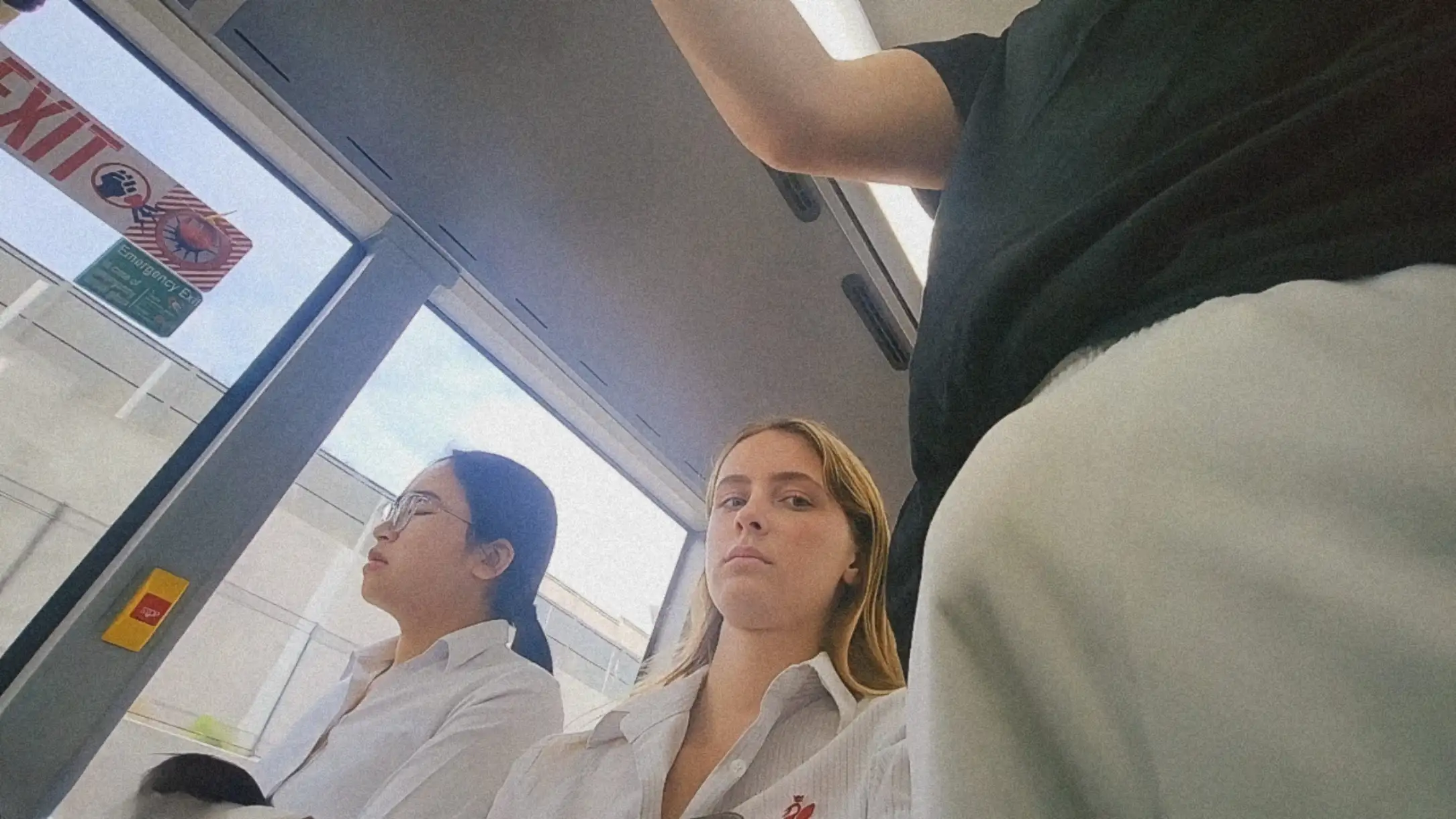 Naughty looking bulge flash on the bus