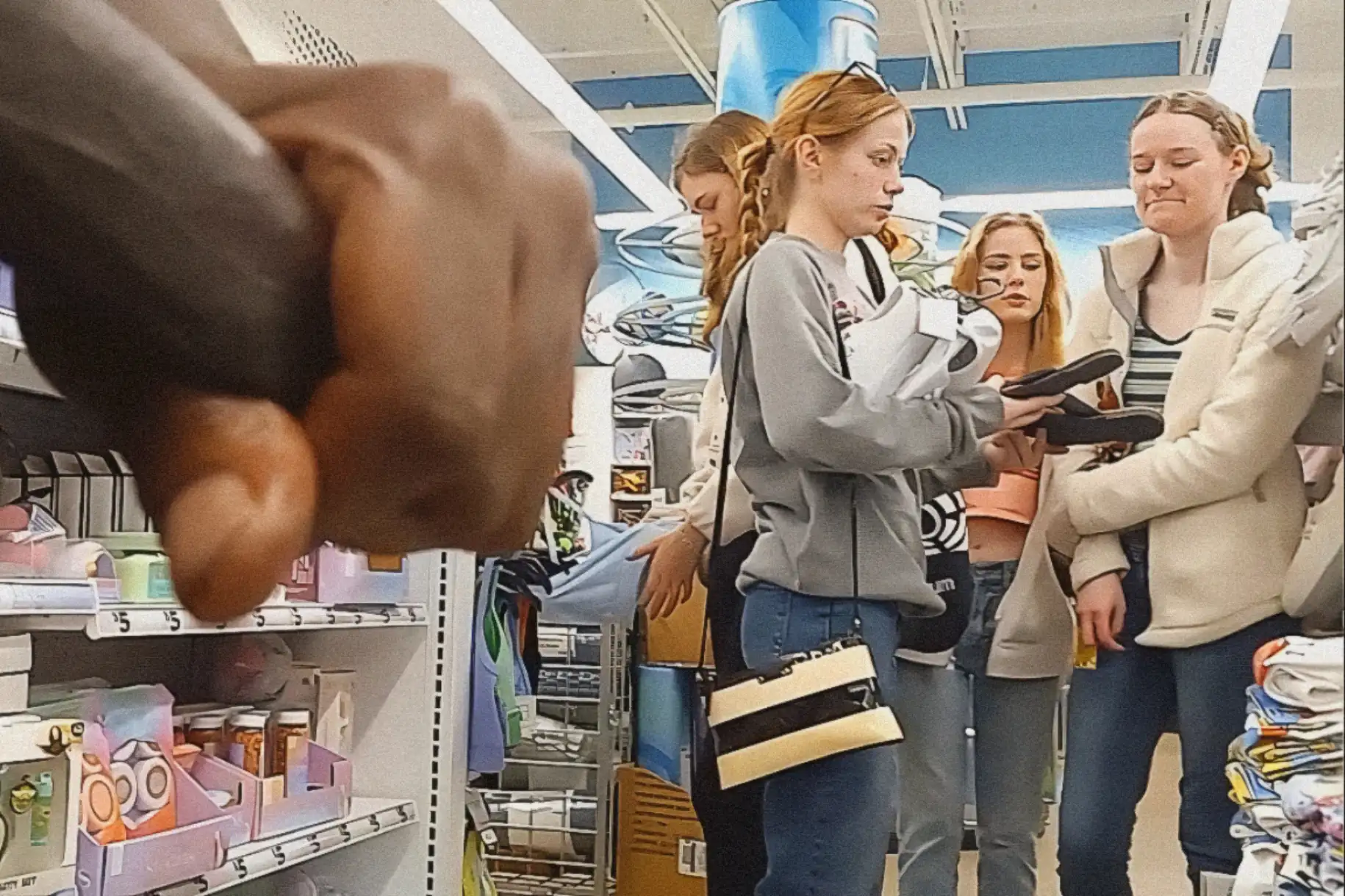 Group of hot teens in the store