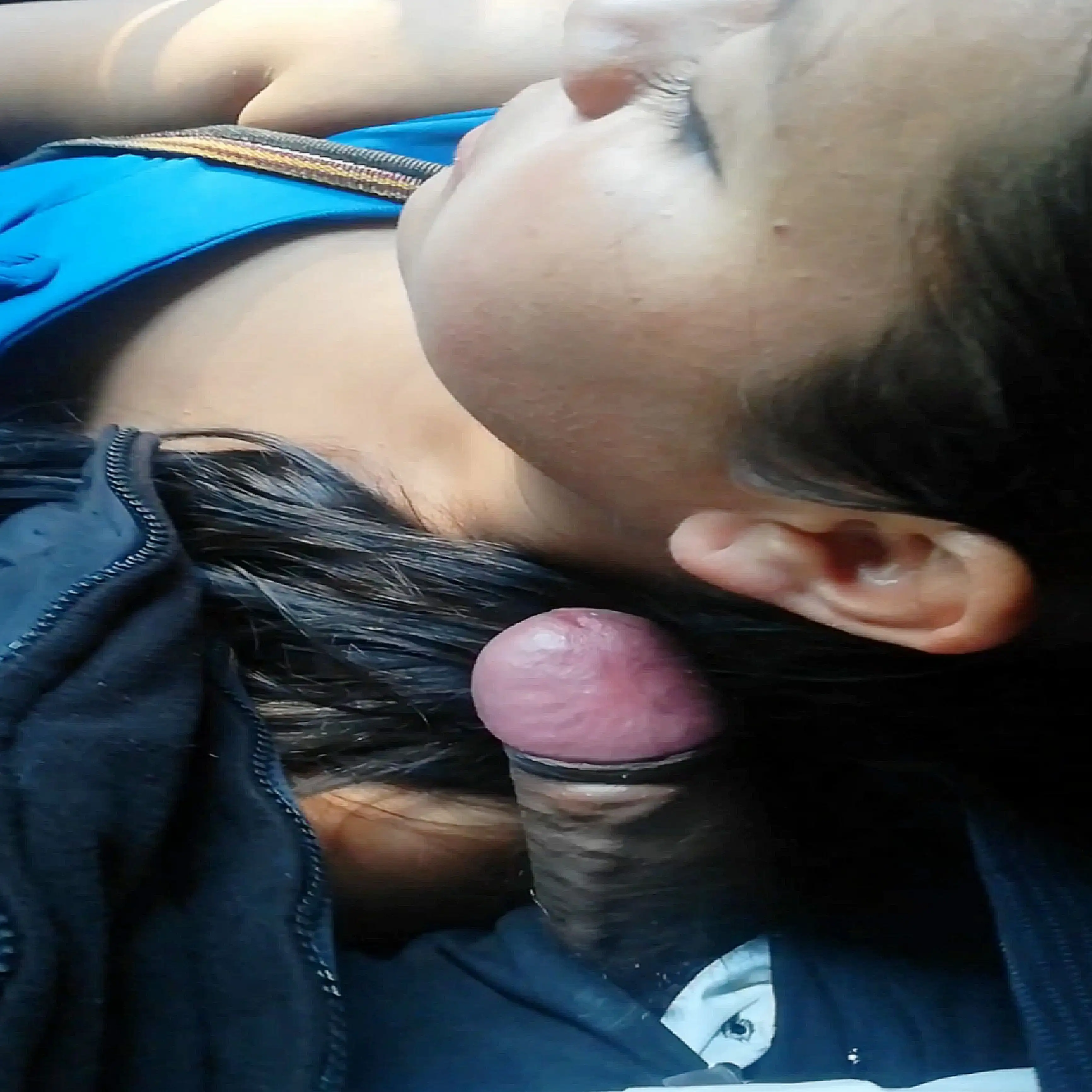 Cock resting on the hot Latina's shoulder