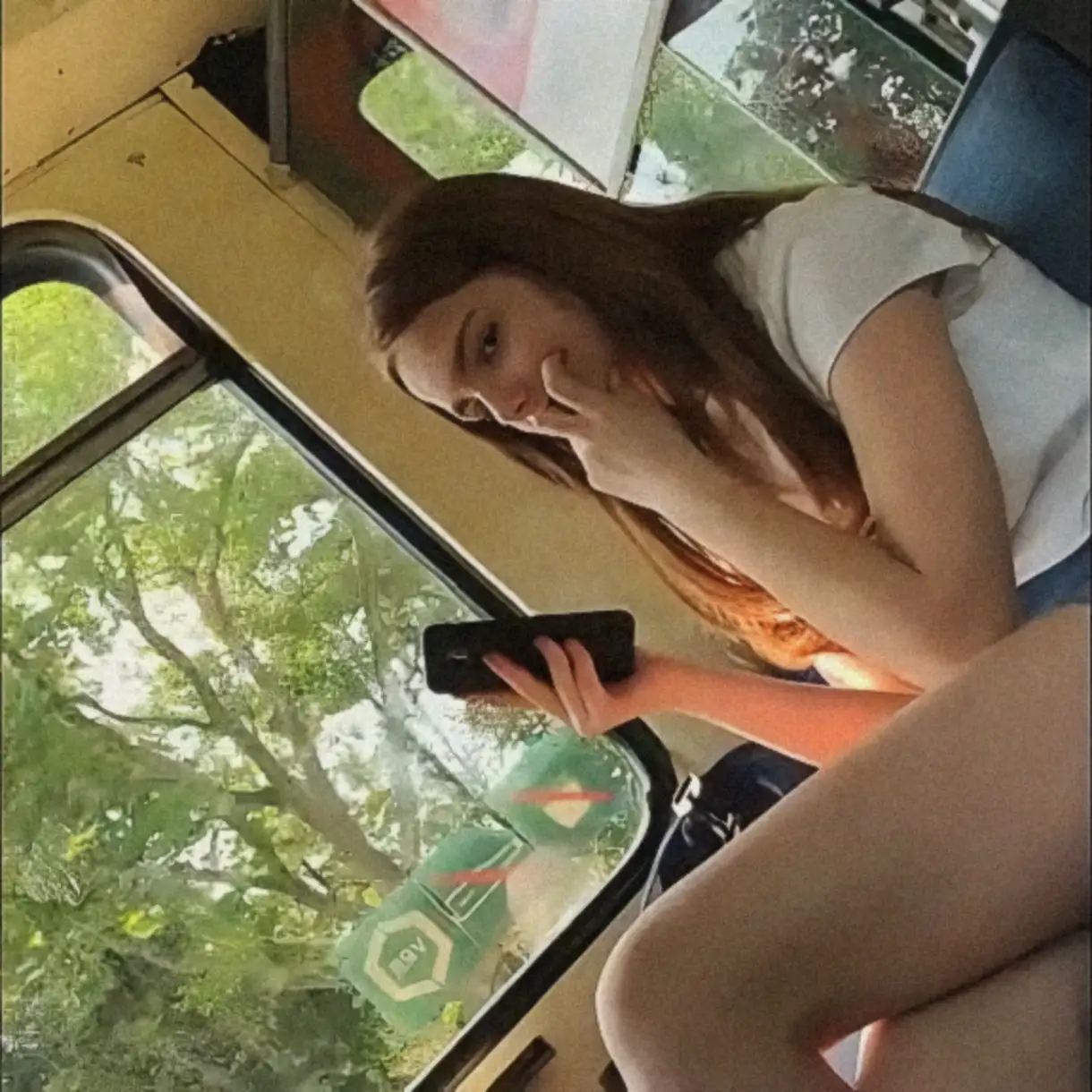 Hot teen looking at dick on the train