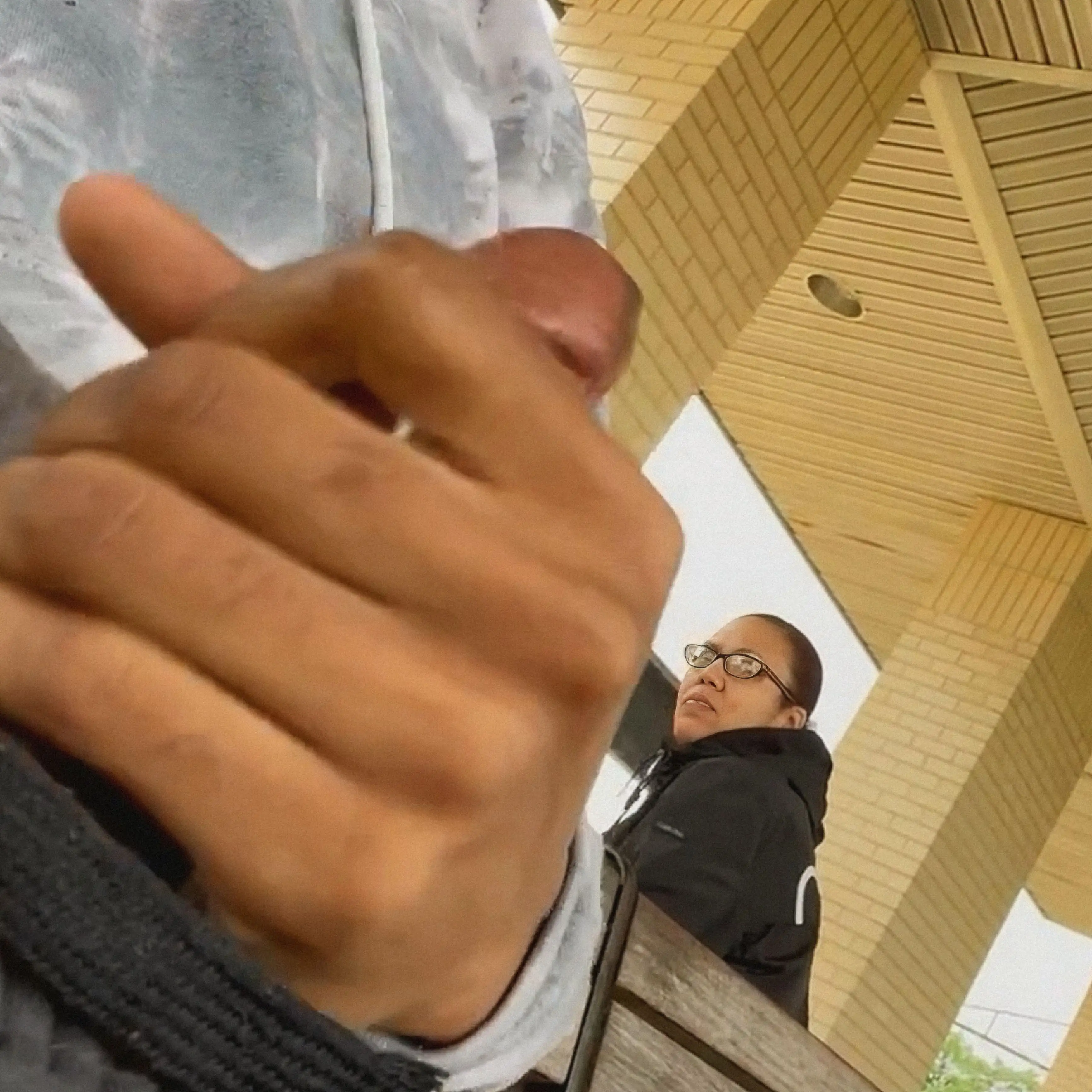 Jerking off at the train station and Brunette next to it