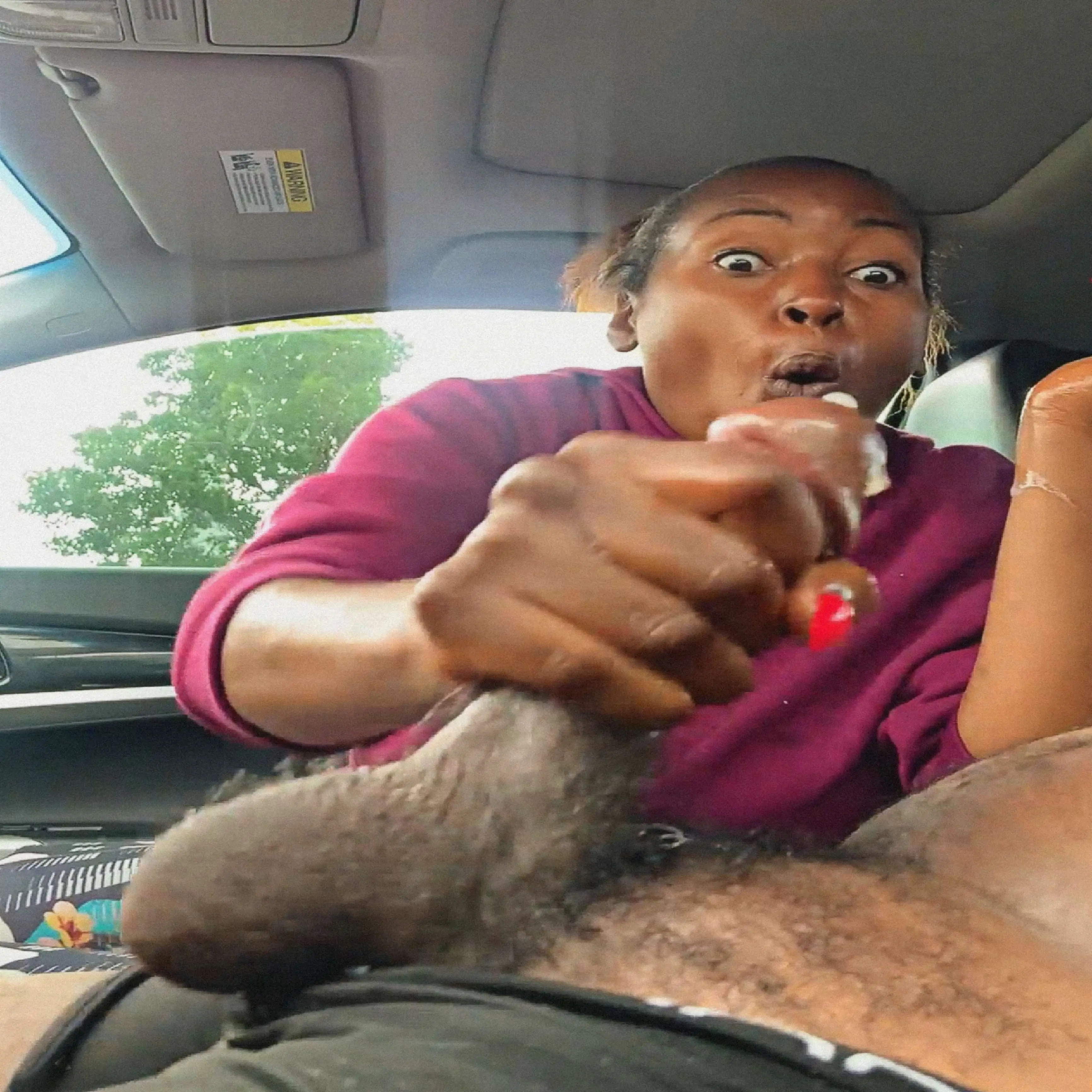 Sexy ebony getting scared by the hard cumshot - Part 1