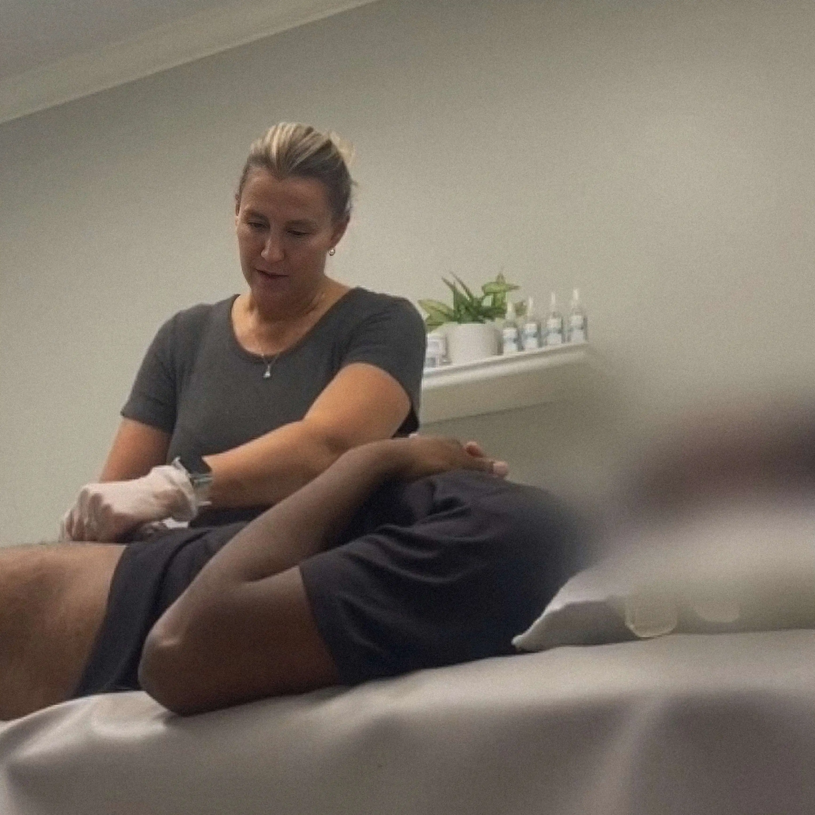 waxing with hot blonde milf