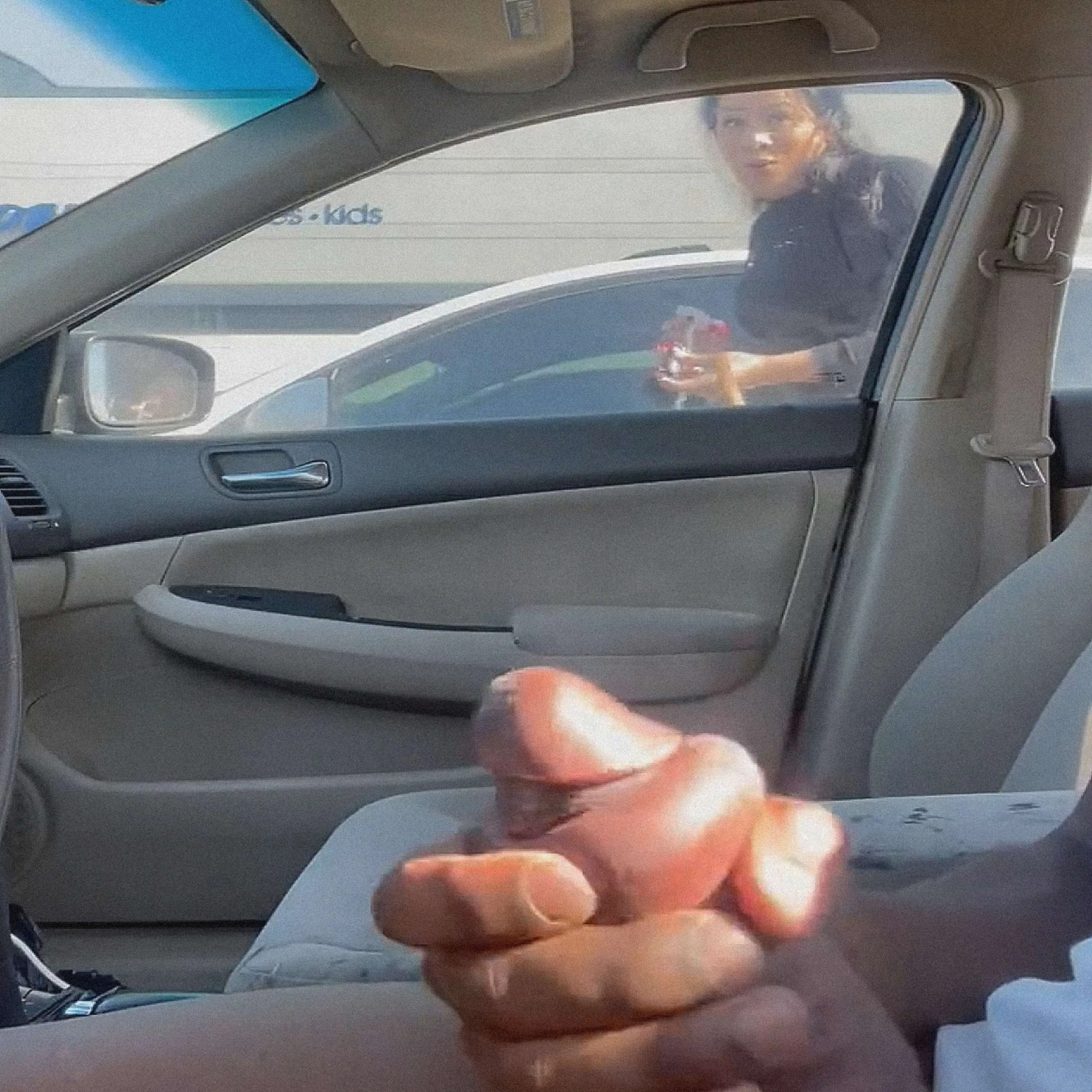 "Wow" Damn! Slut impressed by the black dick, she wanted to watch the handjob
