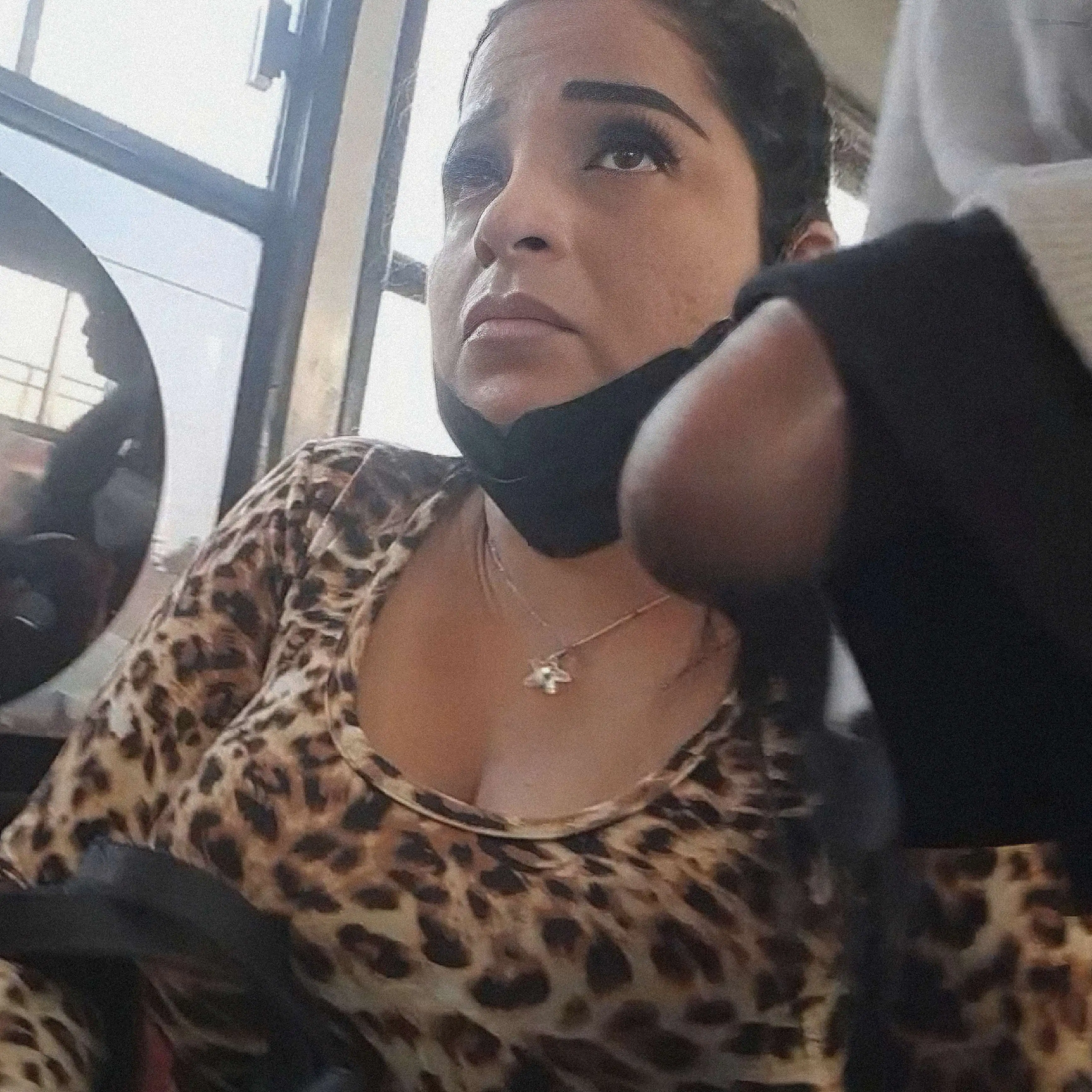 Dick face sexy latina on the bus