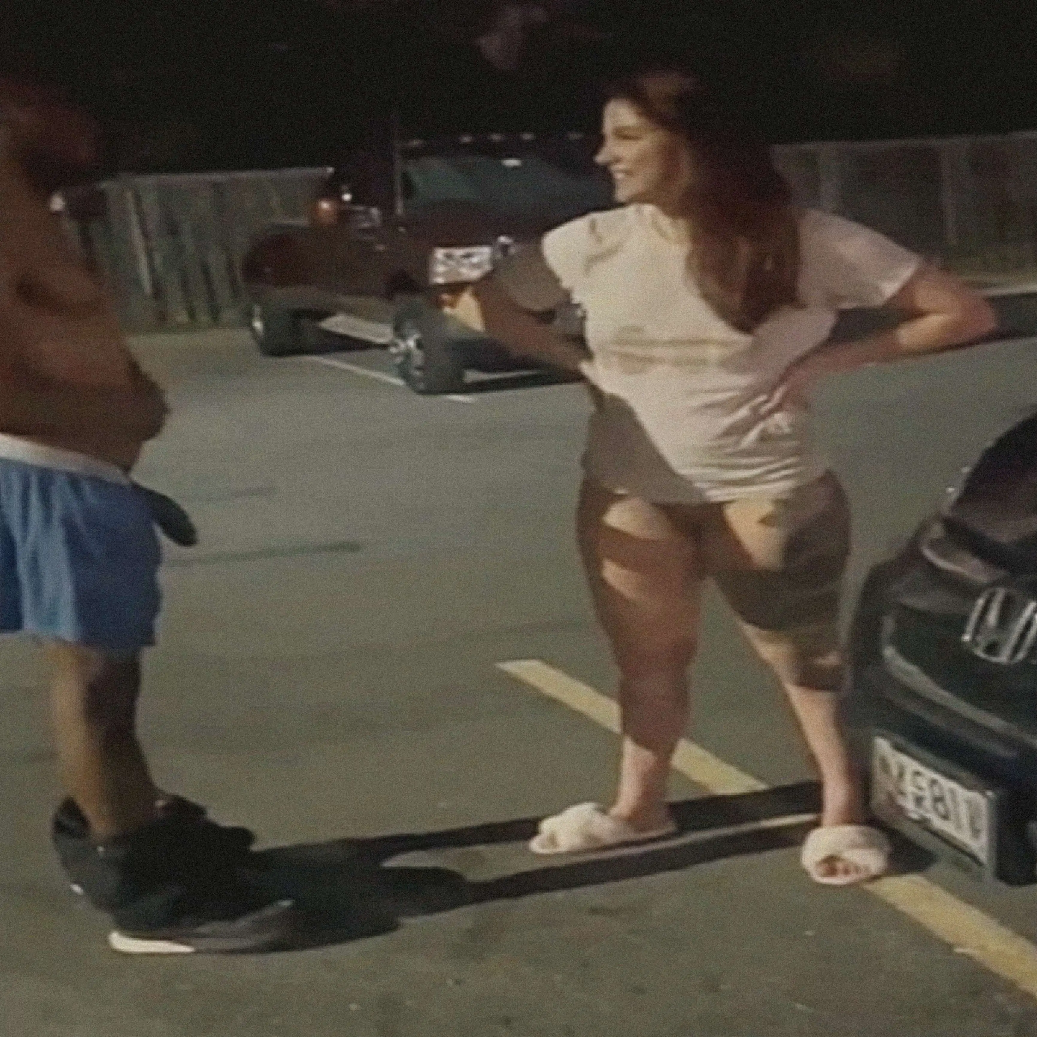 Hot married slut fucking with black cock in the parking lot