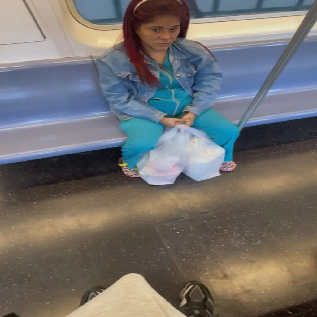 Nurse looking at bulge flash on train