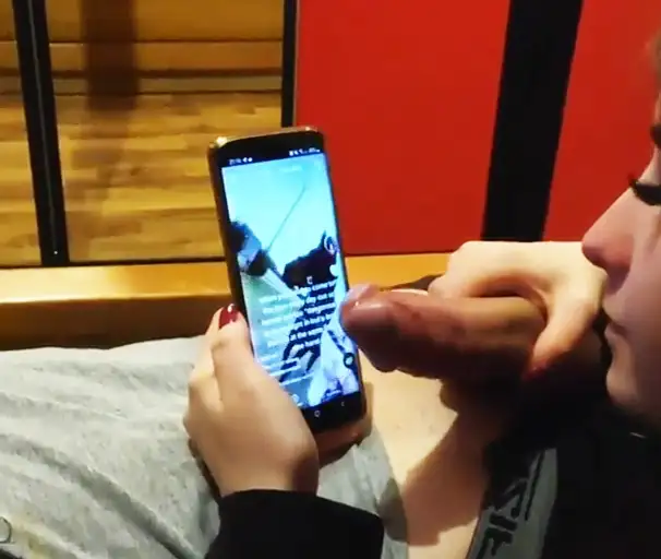 Naughty Girlfriend Playing with my Cock While on the Phone