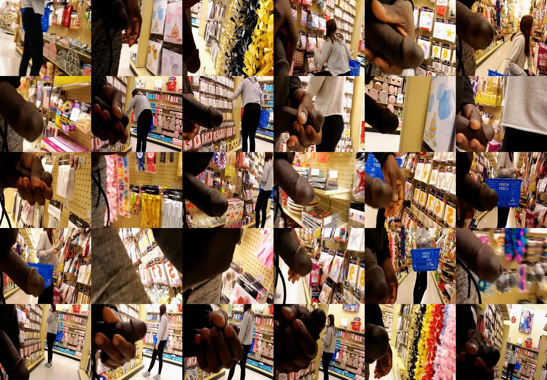 Hottie black leggings looking at products in the store