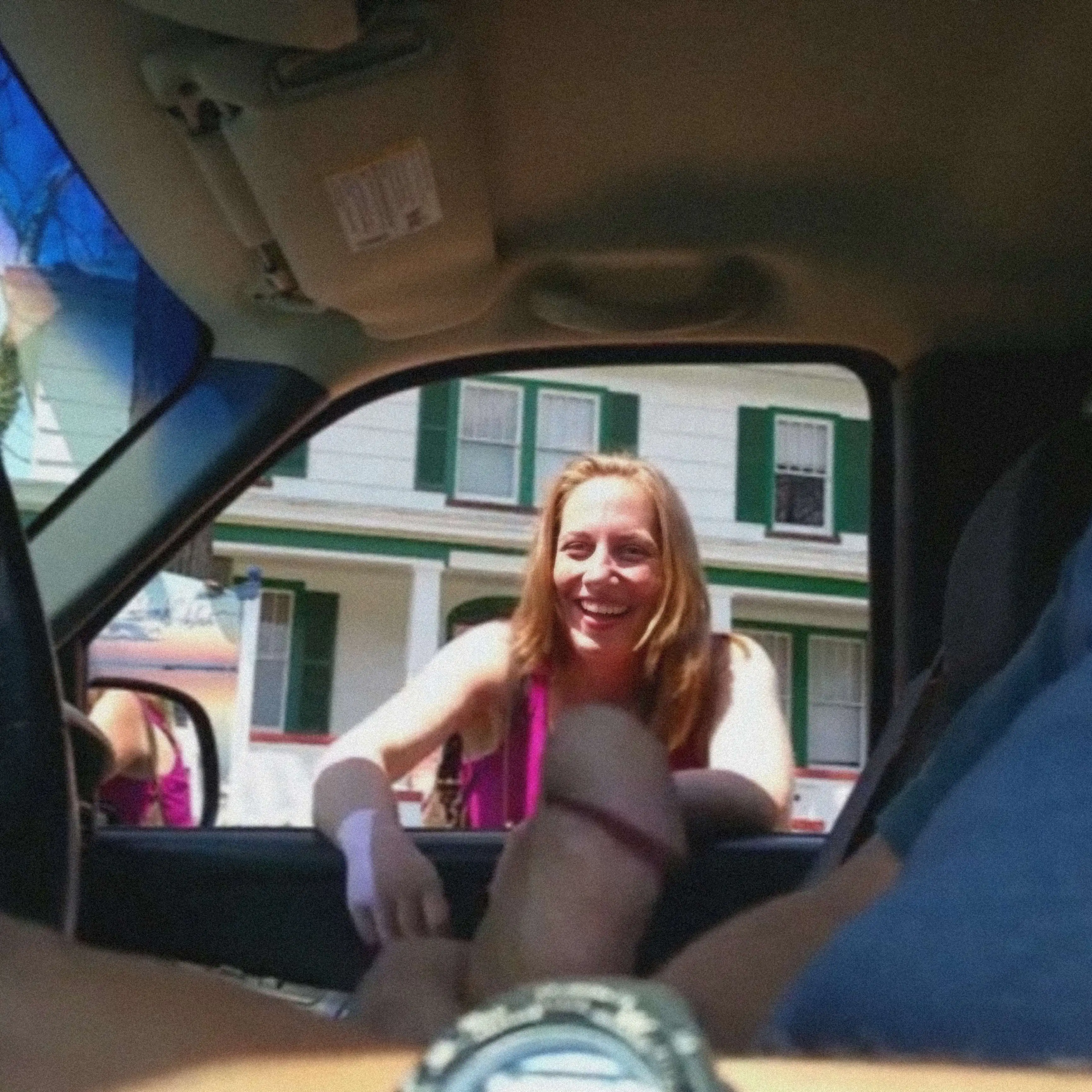 Smiling slutty whore watching the masturbation