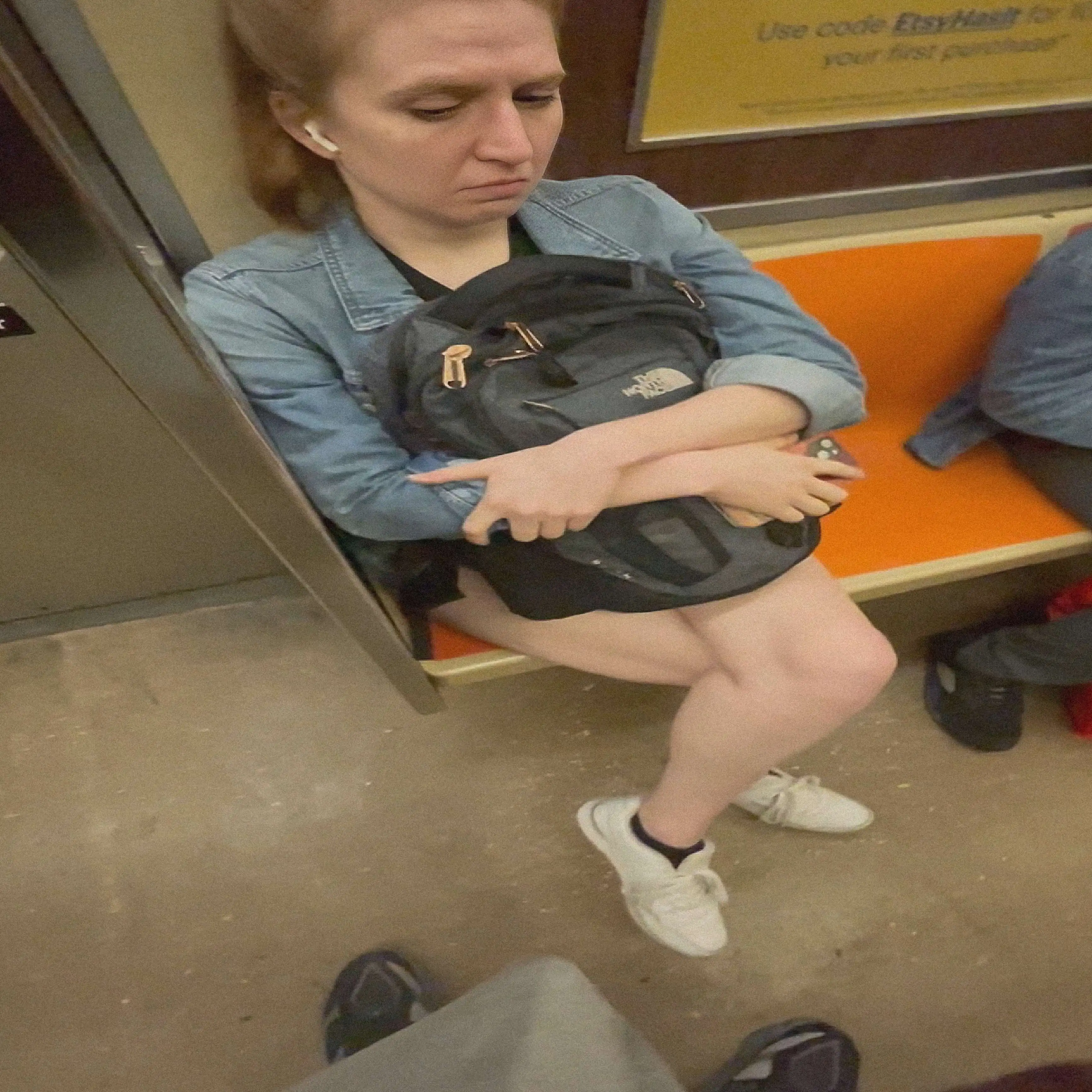 Hot redhead looking at big hard dick on the train