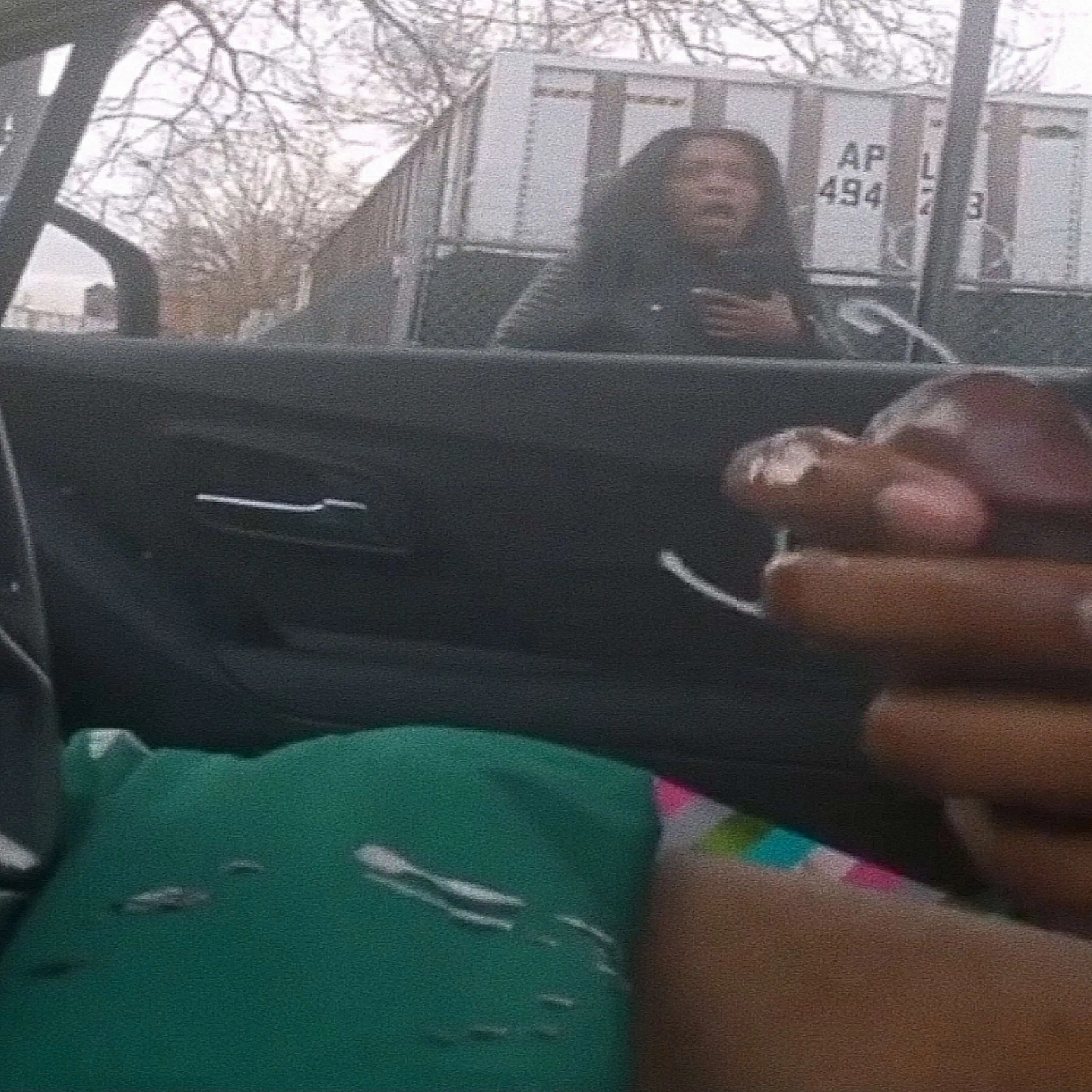 Slutty ebony reacting to hard cumshot in the car