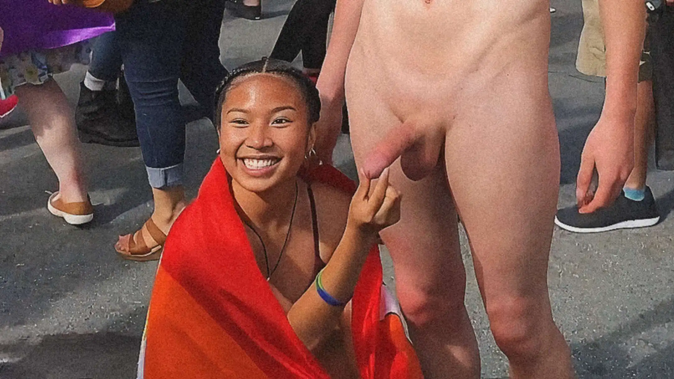 Amusing women in the streets.