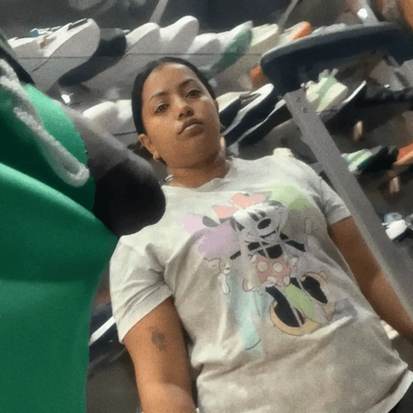 Latina saleswoman showing product and accidentally touches dick