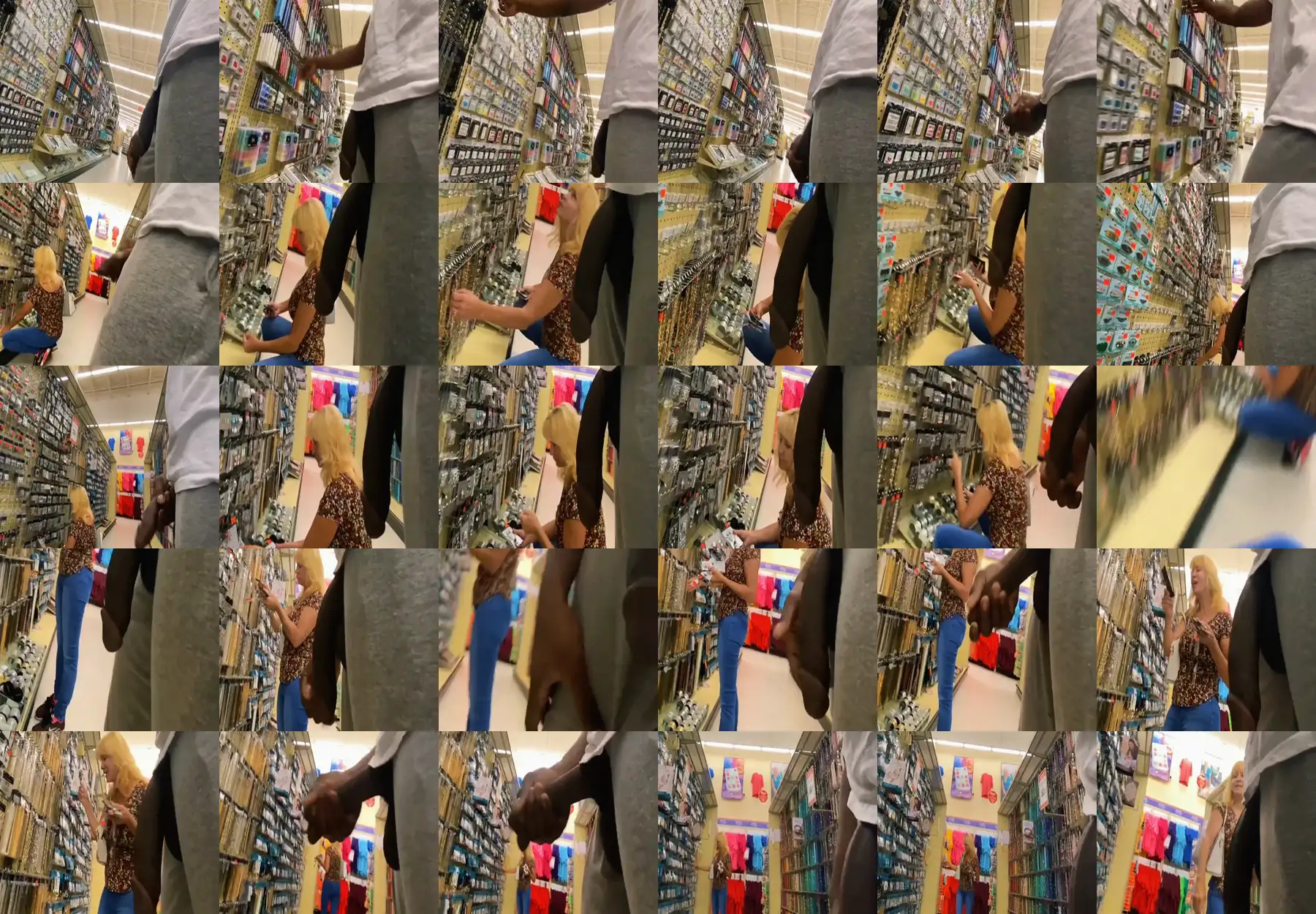 Nice conversation with hot blonde mature in the store, she didn't mind the black dick