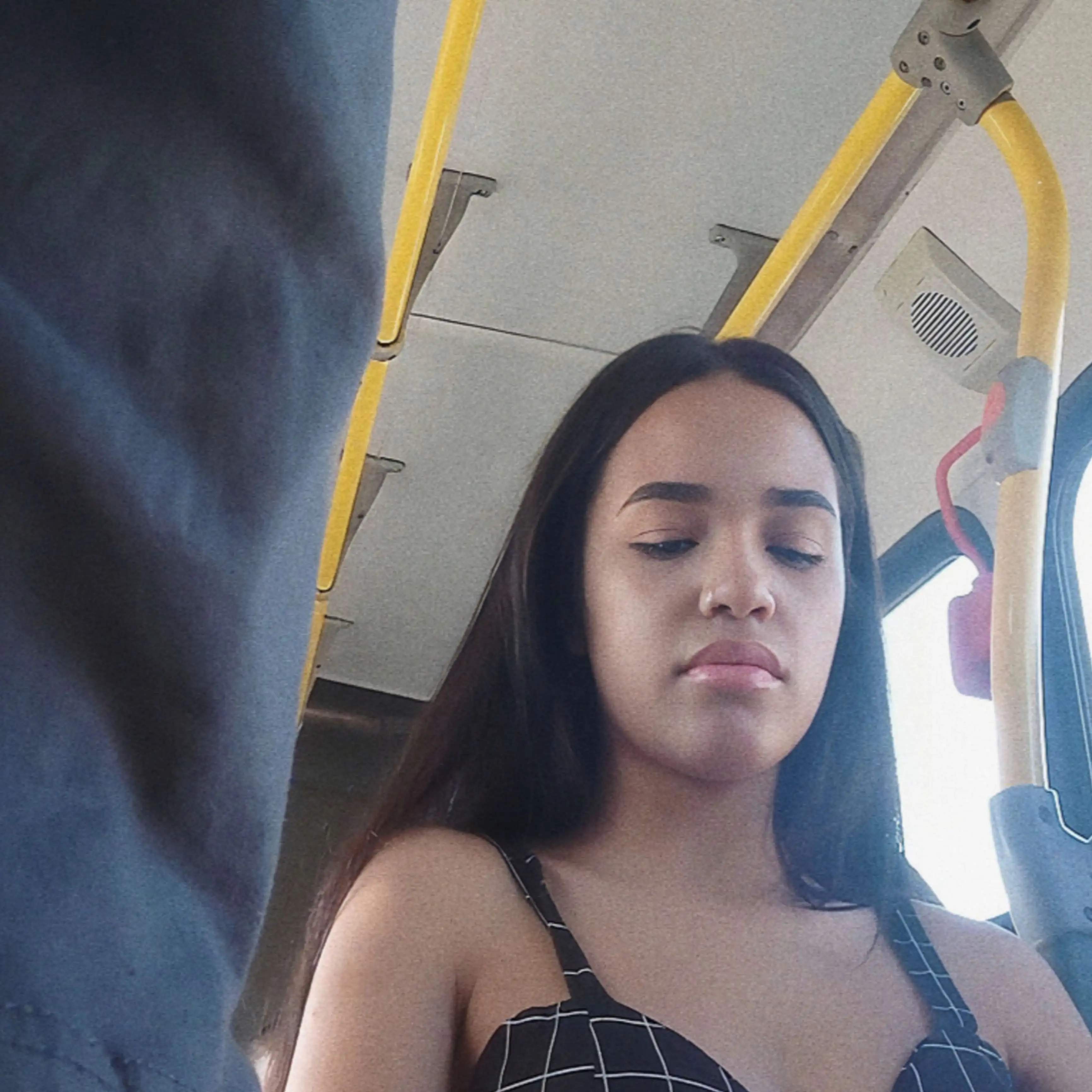 Sexy Brazilian brunette looking bulge