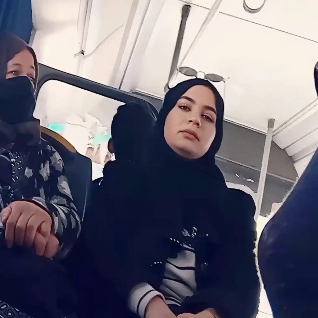 Sexy hijab looking bulge on the bus
