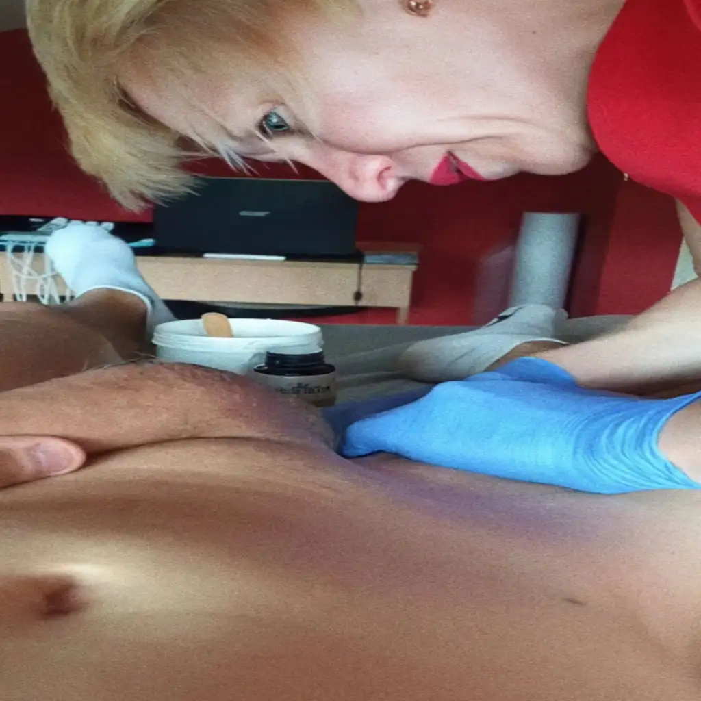 Sexy blonde milf waxing