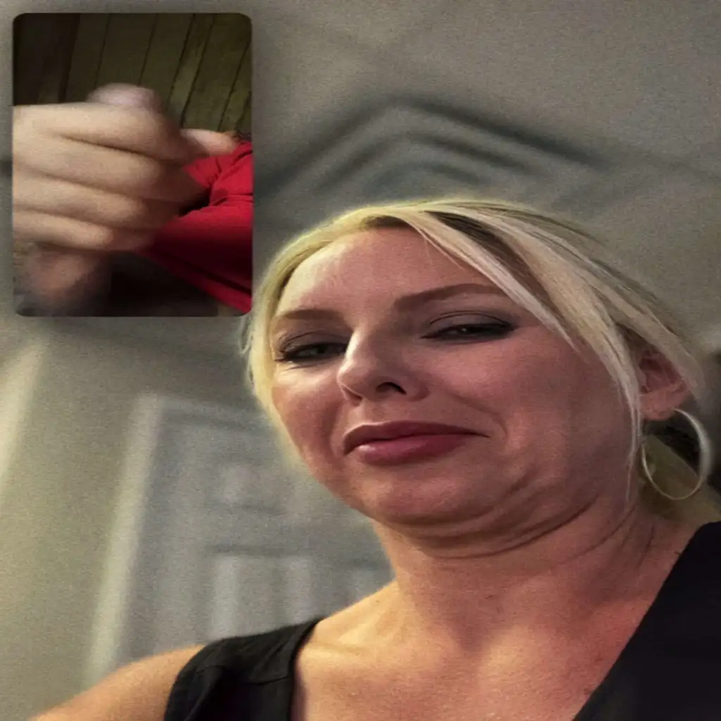Sexy blonde milf watching handjob on facetime