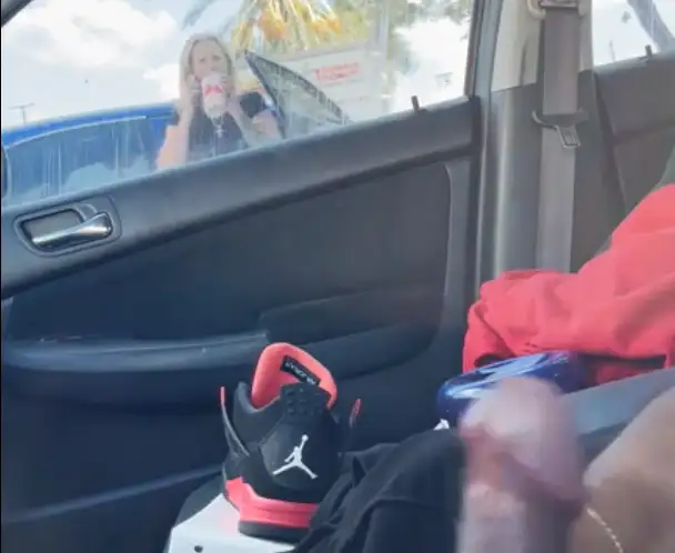 The blonde girl saw the big black DICK