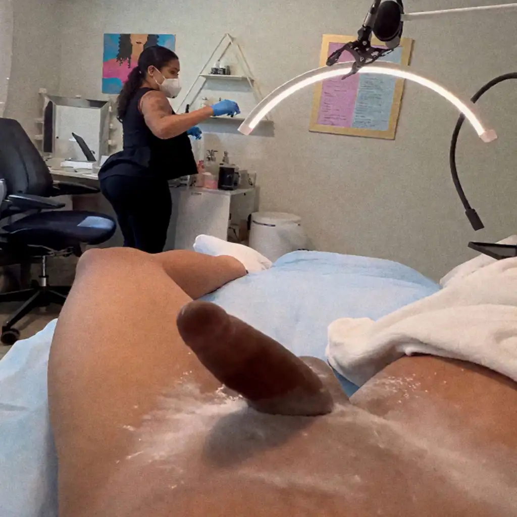 Waxing with ebony hot big ass