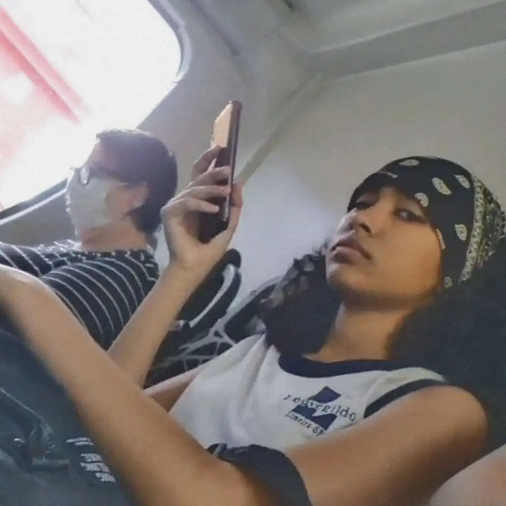 Sexy Brazilian teen looking at dick on the bus