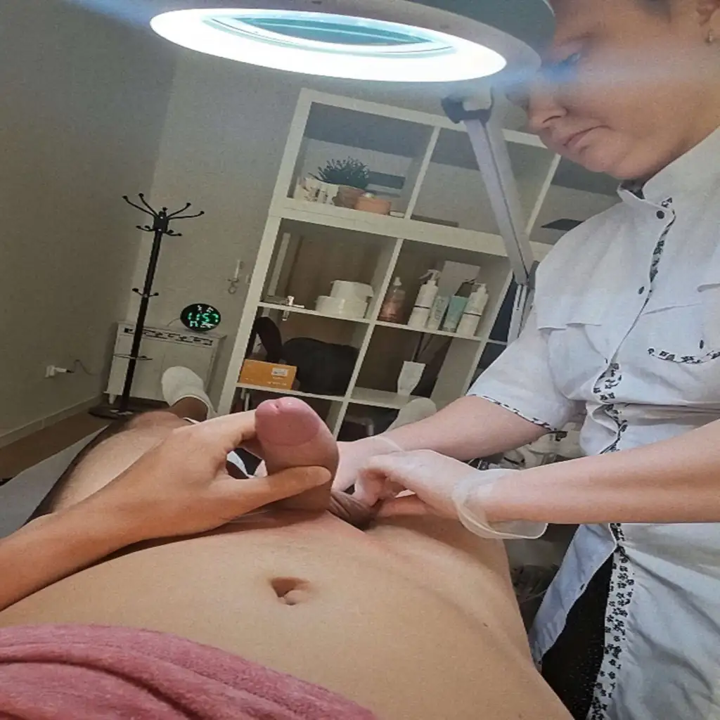 Cumshot during waxing