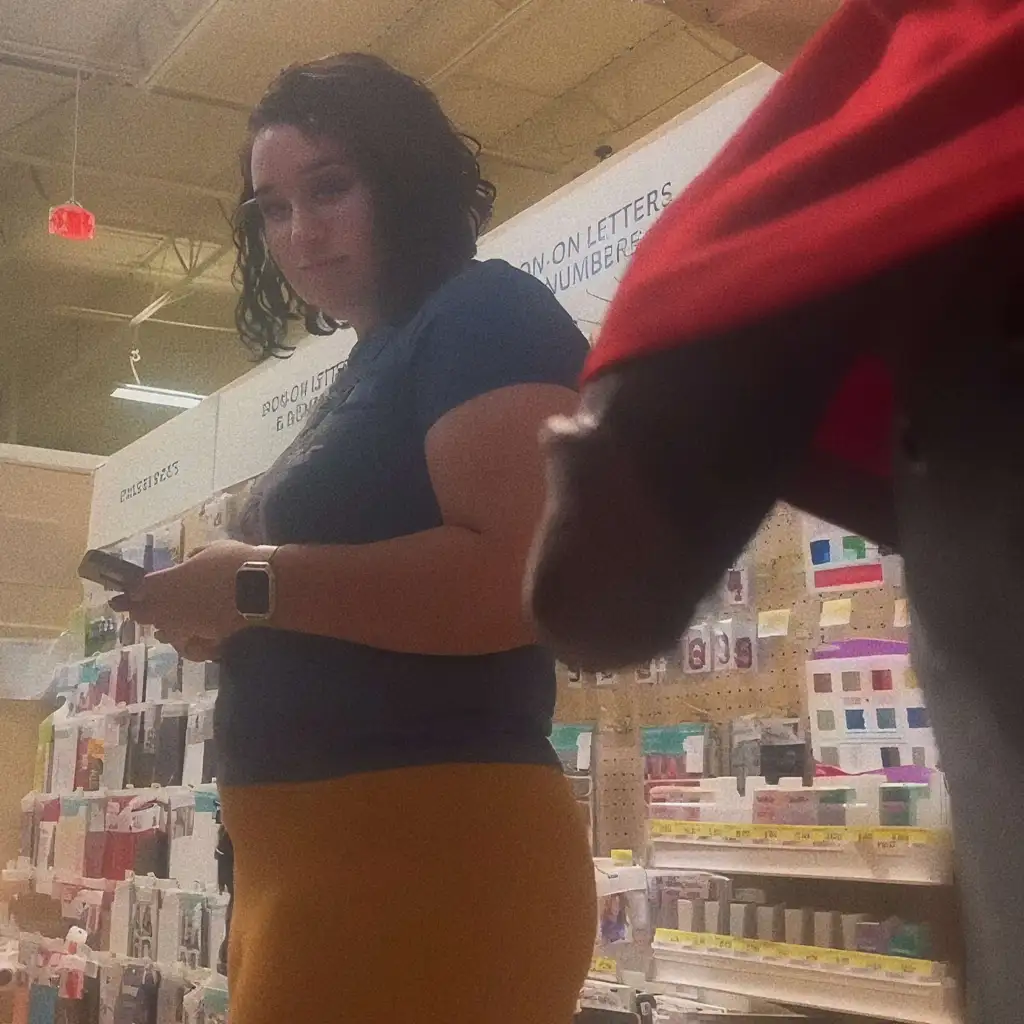 Hmm! Sexy Latina looking at black dick in the store, she liked it
