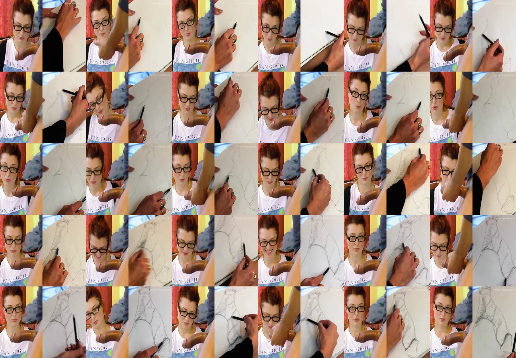 Sexy teacher drawing huge black dick