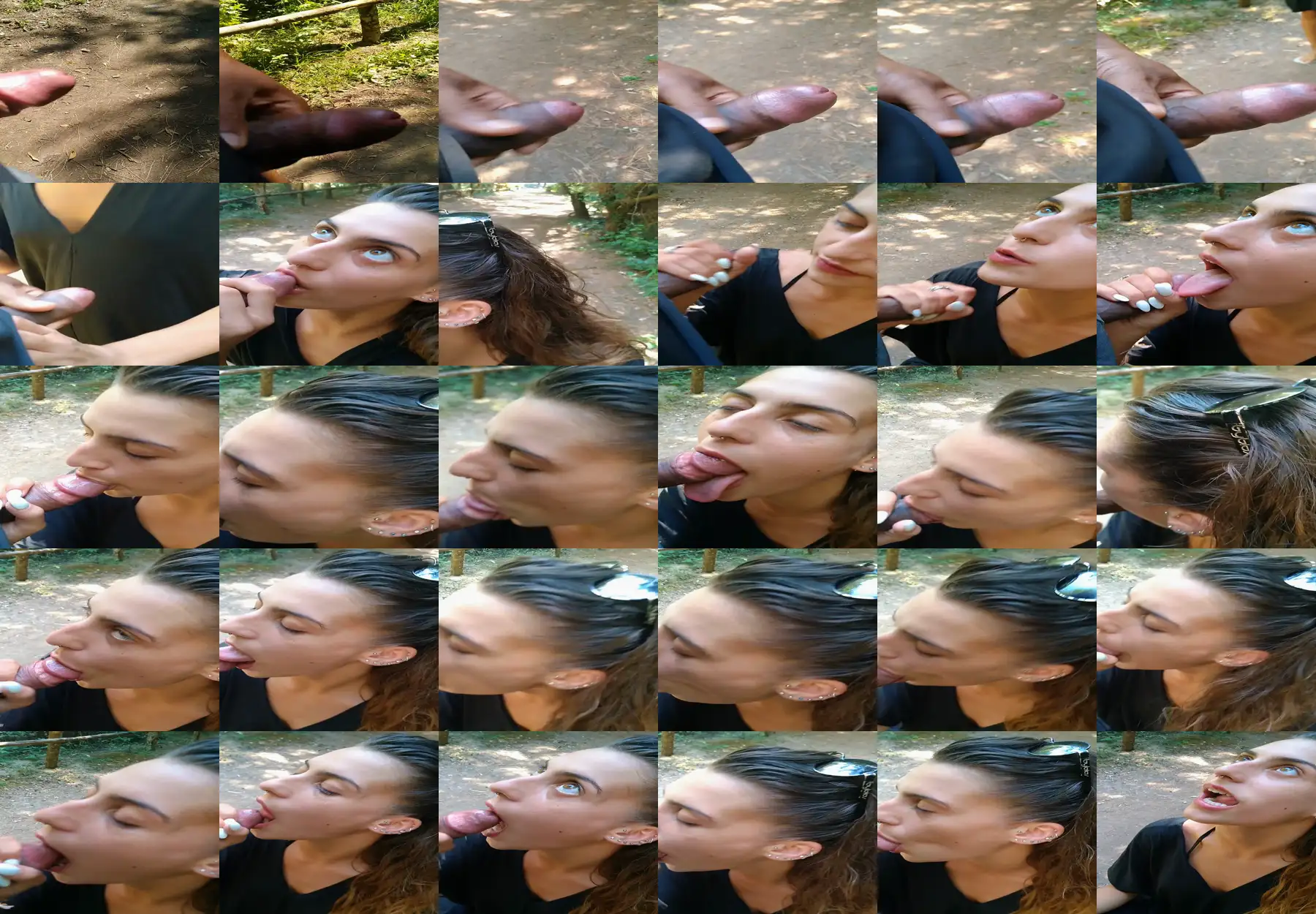 Damn! Hot brunette saw the pervert masturbating in the park and she decided to help