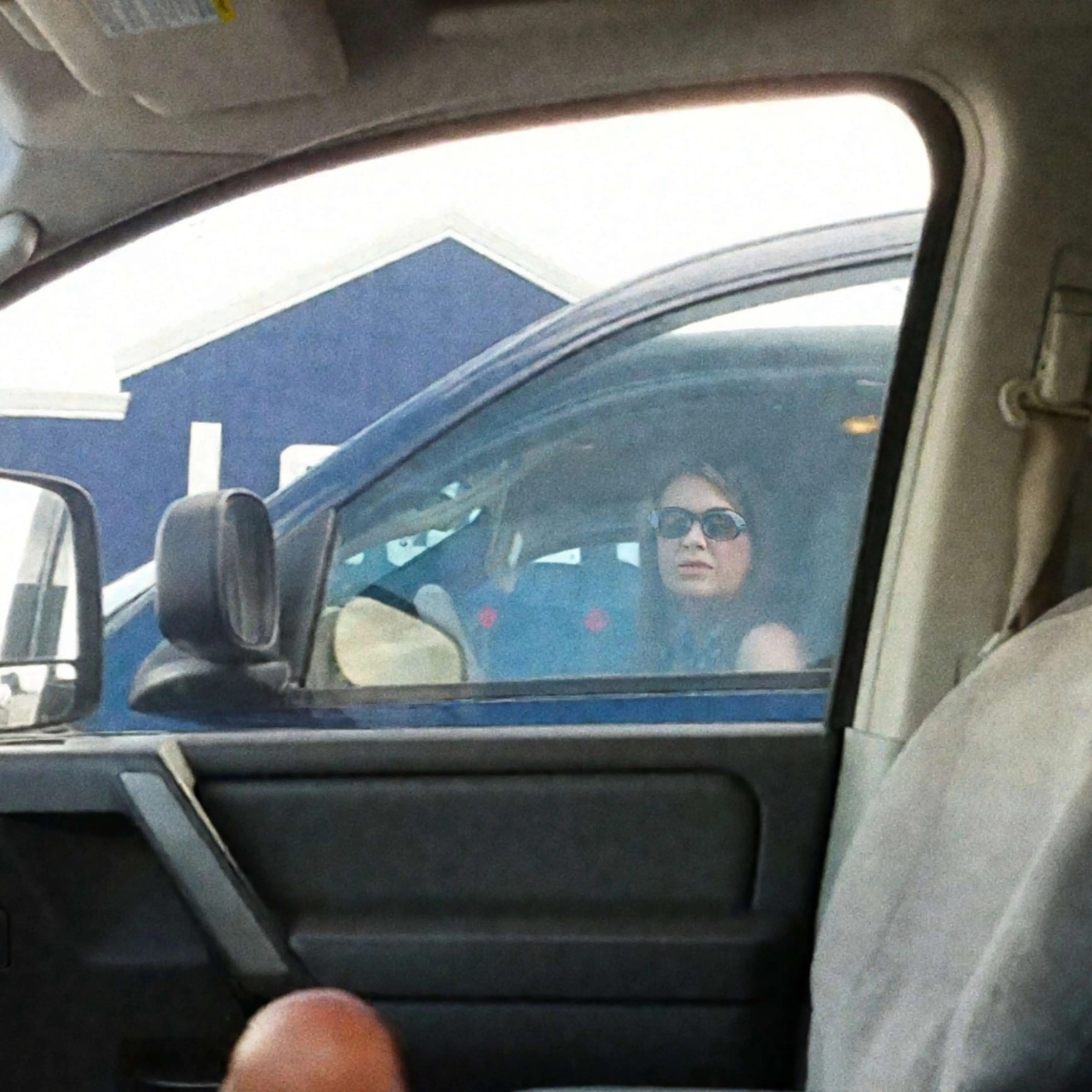 Mature looking at dick in parking lot