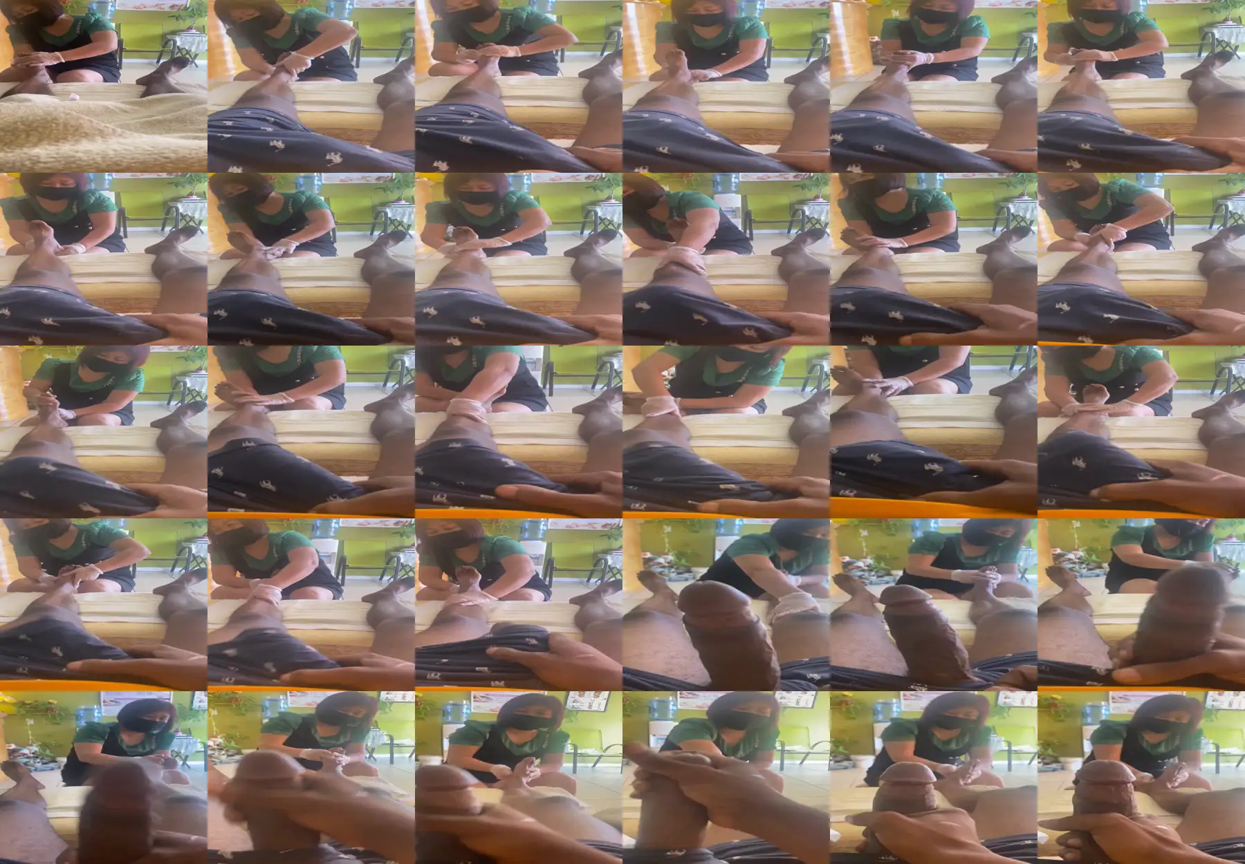 Wow! Jerking off in front of Mature pedicure, hard cumshot and she got scared LOL - EP. 05