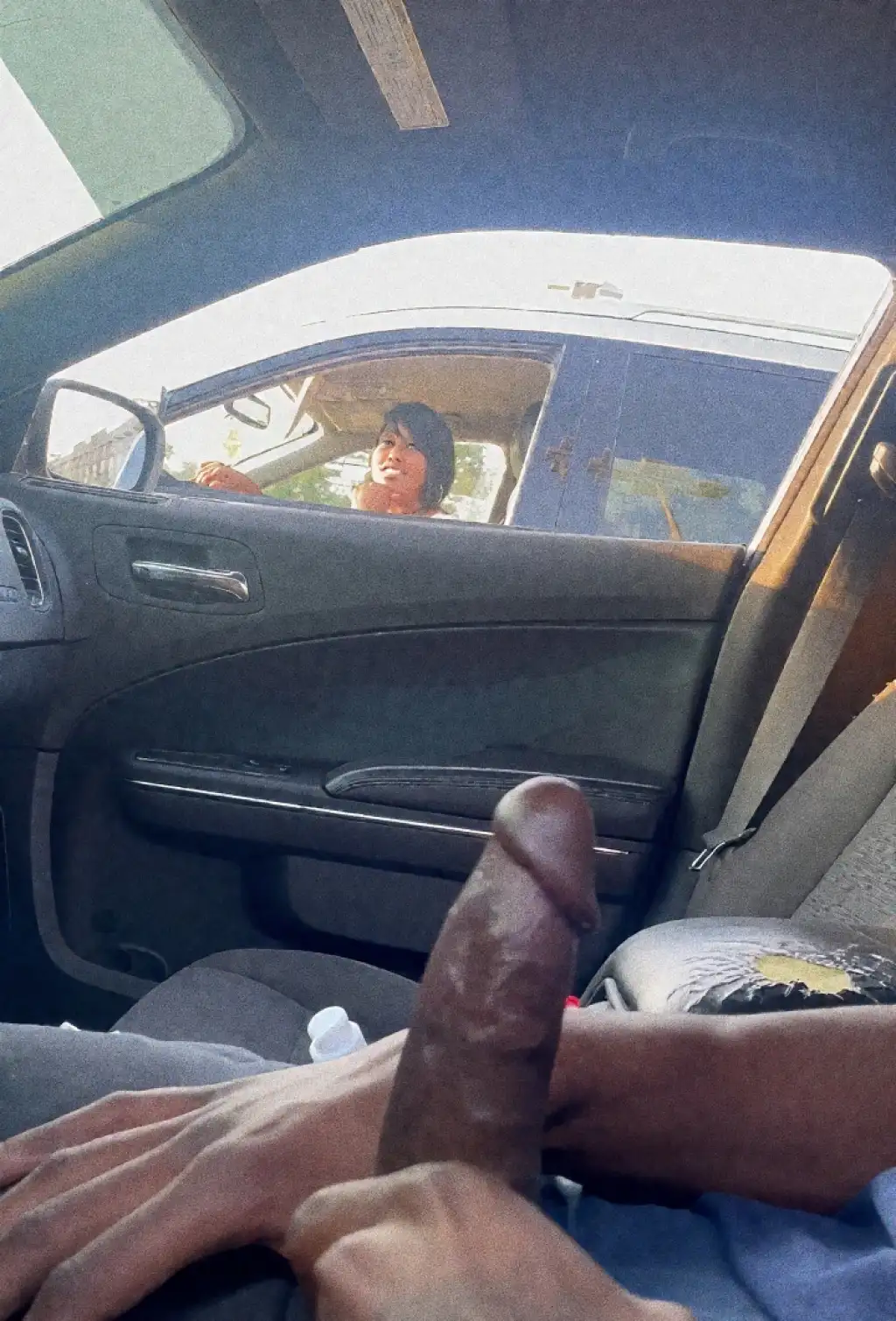 Sexy milf in the Parking Lot, Cumming for her