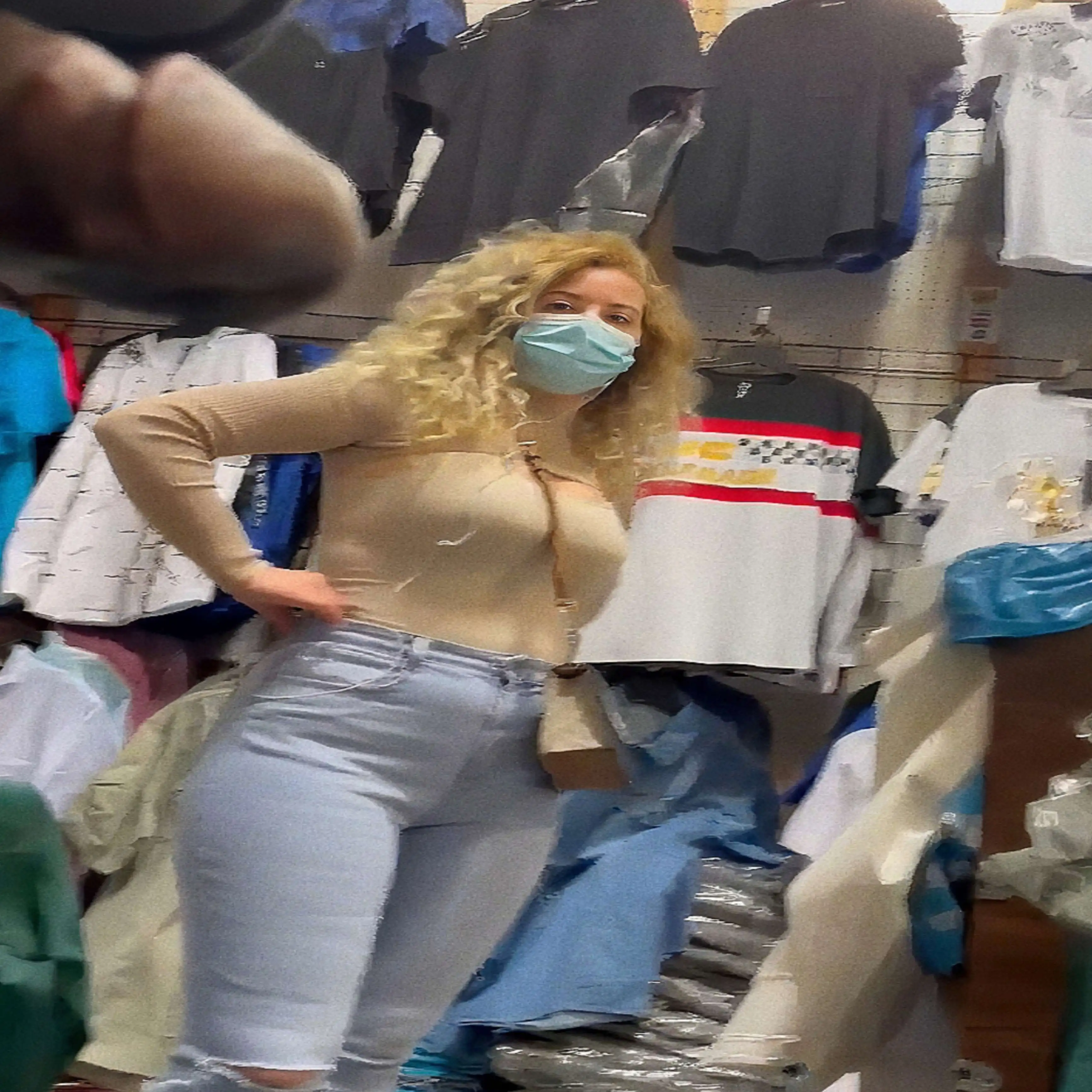 Hot curly hair saleswoman at the end she saw the black dick