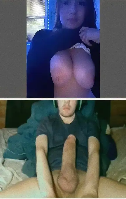 Hot young impressed by huge dick on Omegle then she got more comfortable and showed everything