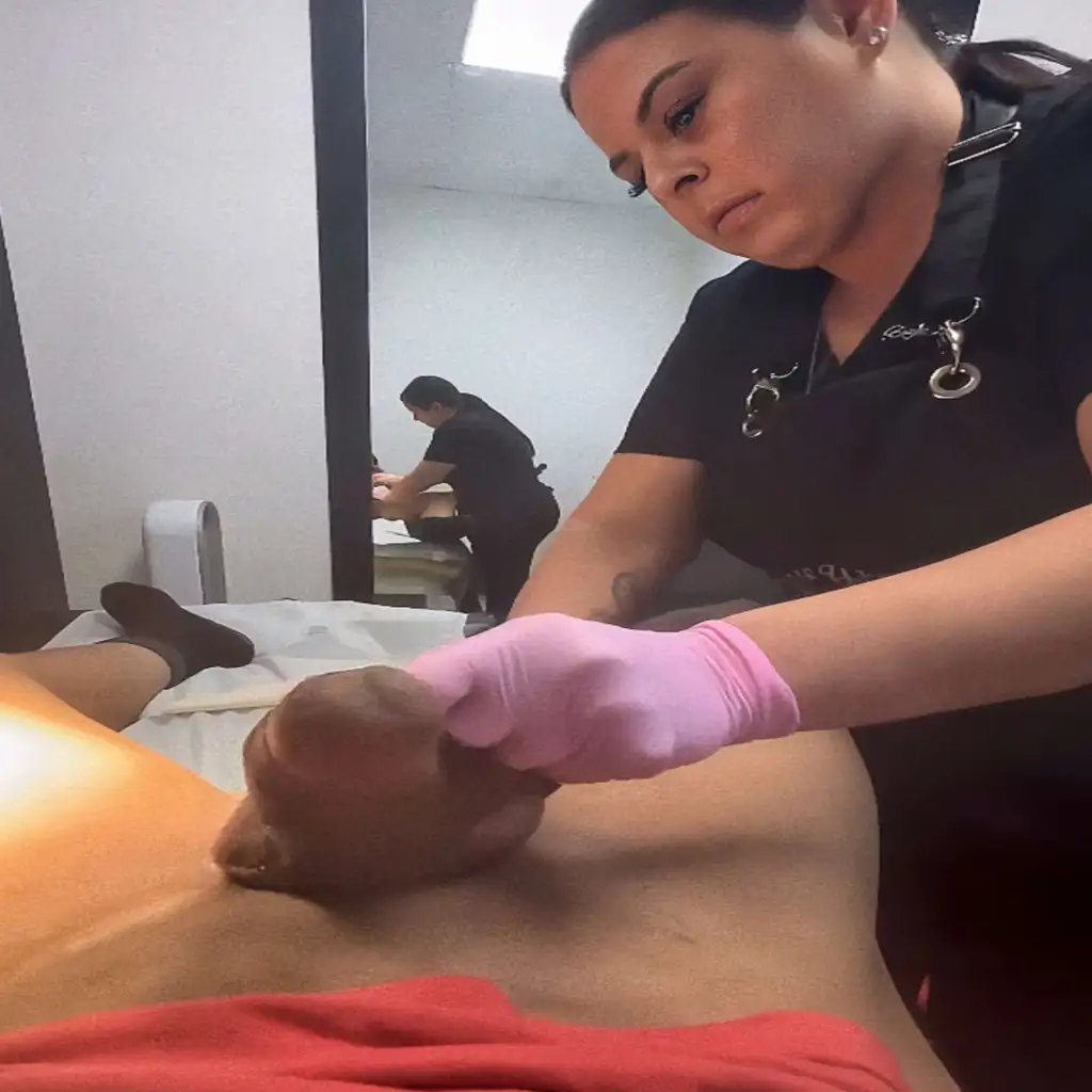 Big dick waxing with sexy Brazilian Milf