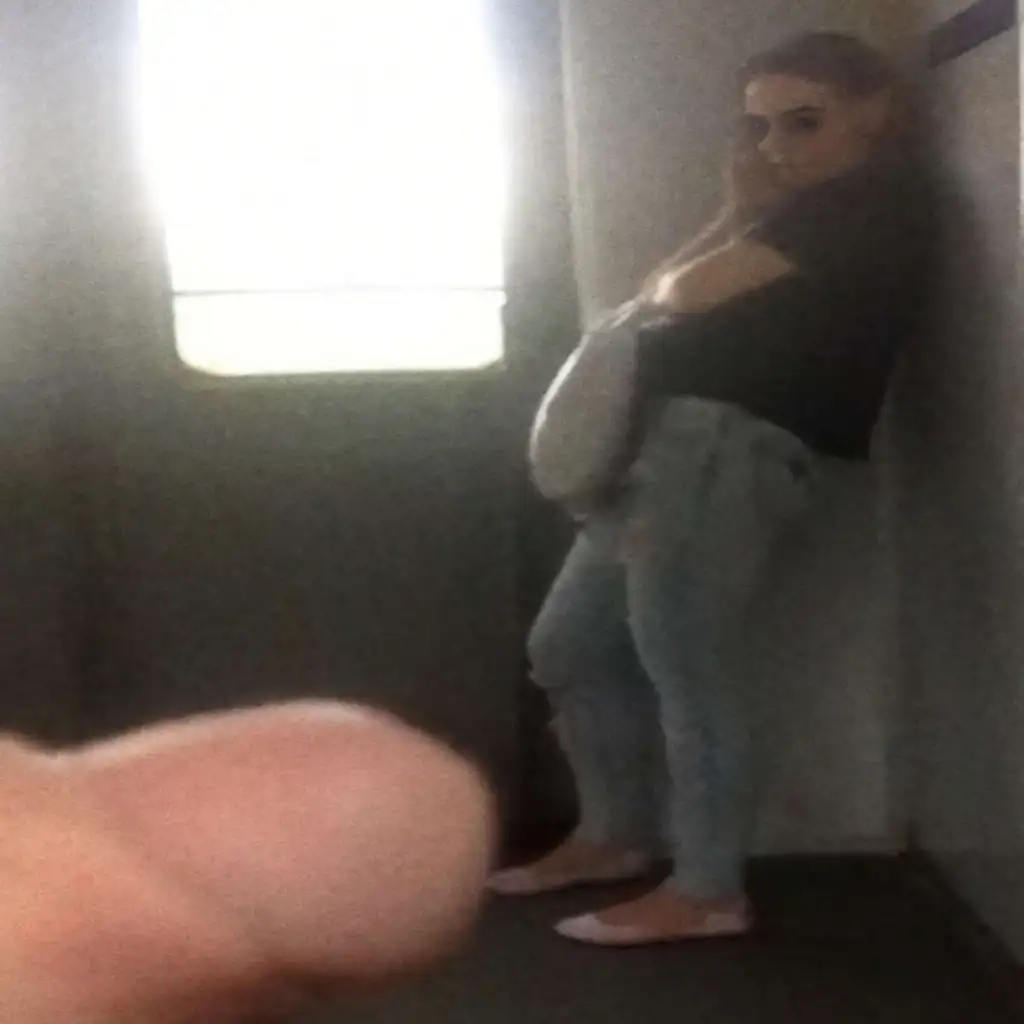 Sexy blonde milf talking on the phone and watching the dick on the train
