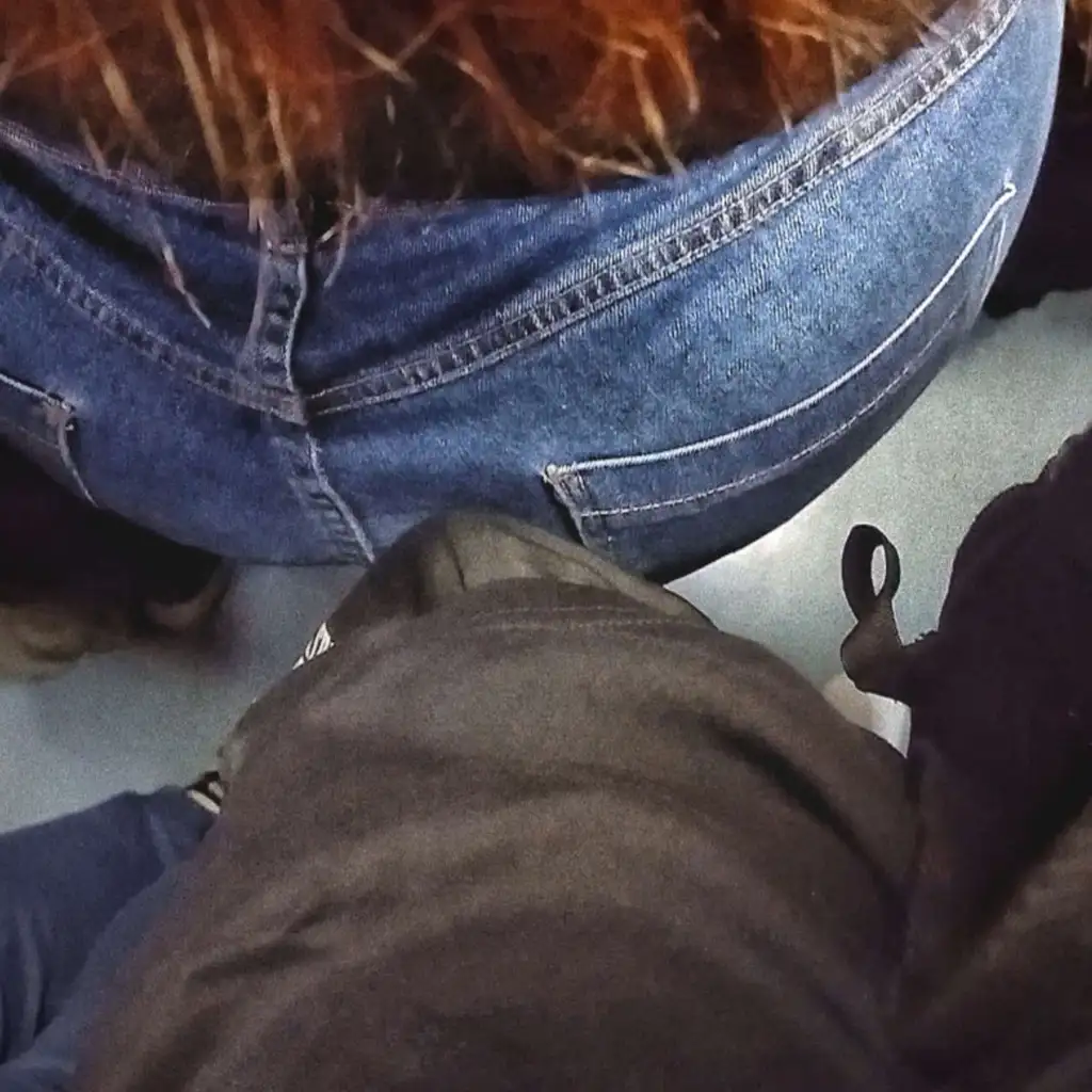 Groping Brazilian redhead big ass on the train