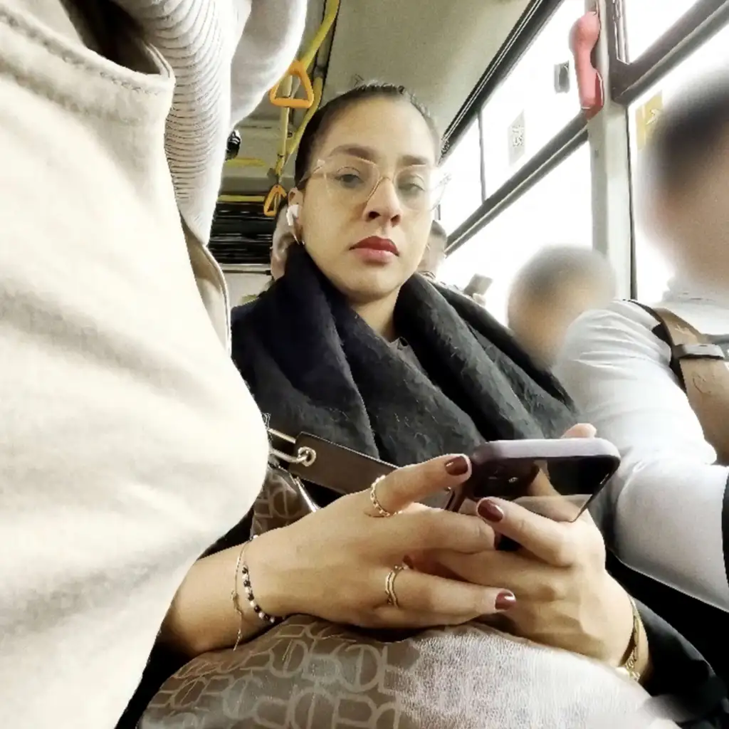 Sexy milf looking bulge on the bus, she liked it