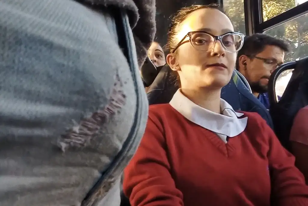 Sexy Brazilian couldn't stop looking at her bulge on the bus