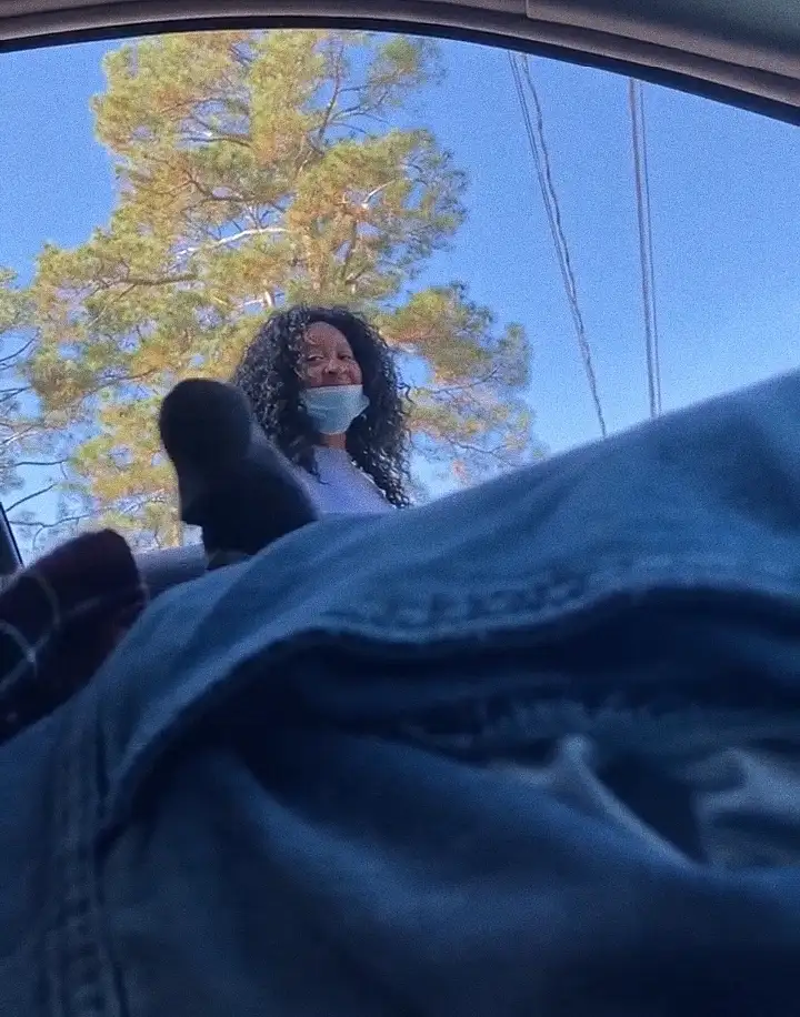 Casual conversation with black mature on the street, she liked the big dick