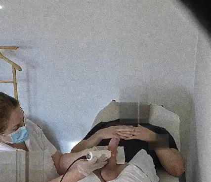 Big dick cumming in the hand doctor, she didn't care