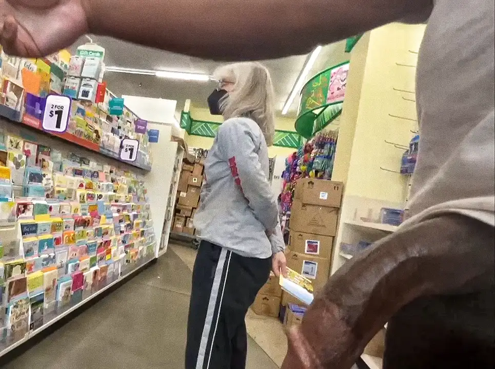 Mature white hair hot and friendly in the store