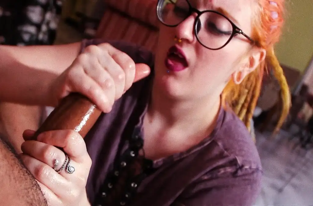 Part 2 | Sexy chubby girl with dreadlocks couldn't resist the black dick and gave a nice handjob
