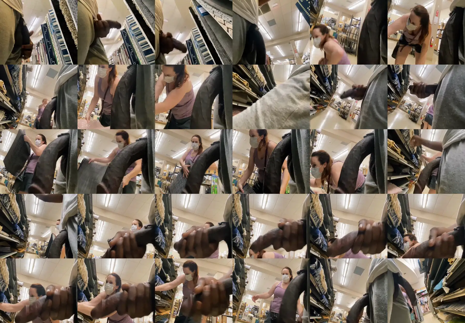 Wow! Slutty looking at the huge black dick out in the store, she loved it